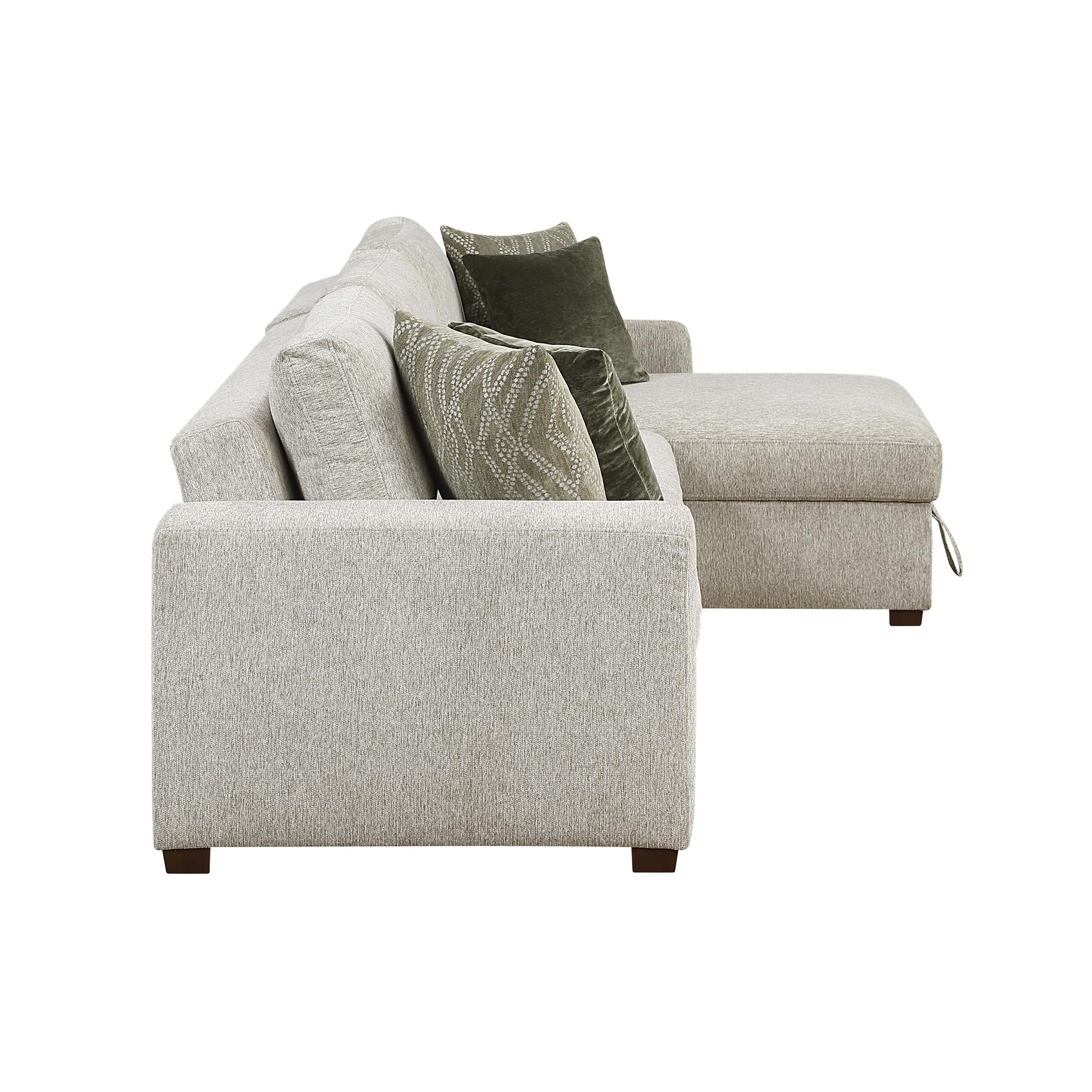 Lexicon 110.5 Inch Sectional Couches For Living Room-Modular Sectional Sofa with Pull Out Bed, 4 Pillows, Convertible Reversible Storage Chaise, Adjustable Backrests, L Shaped 3 Seater,Microfiber Sand - Image 13