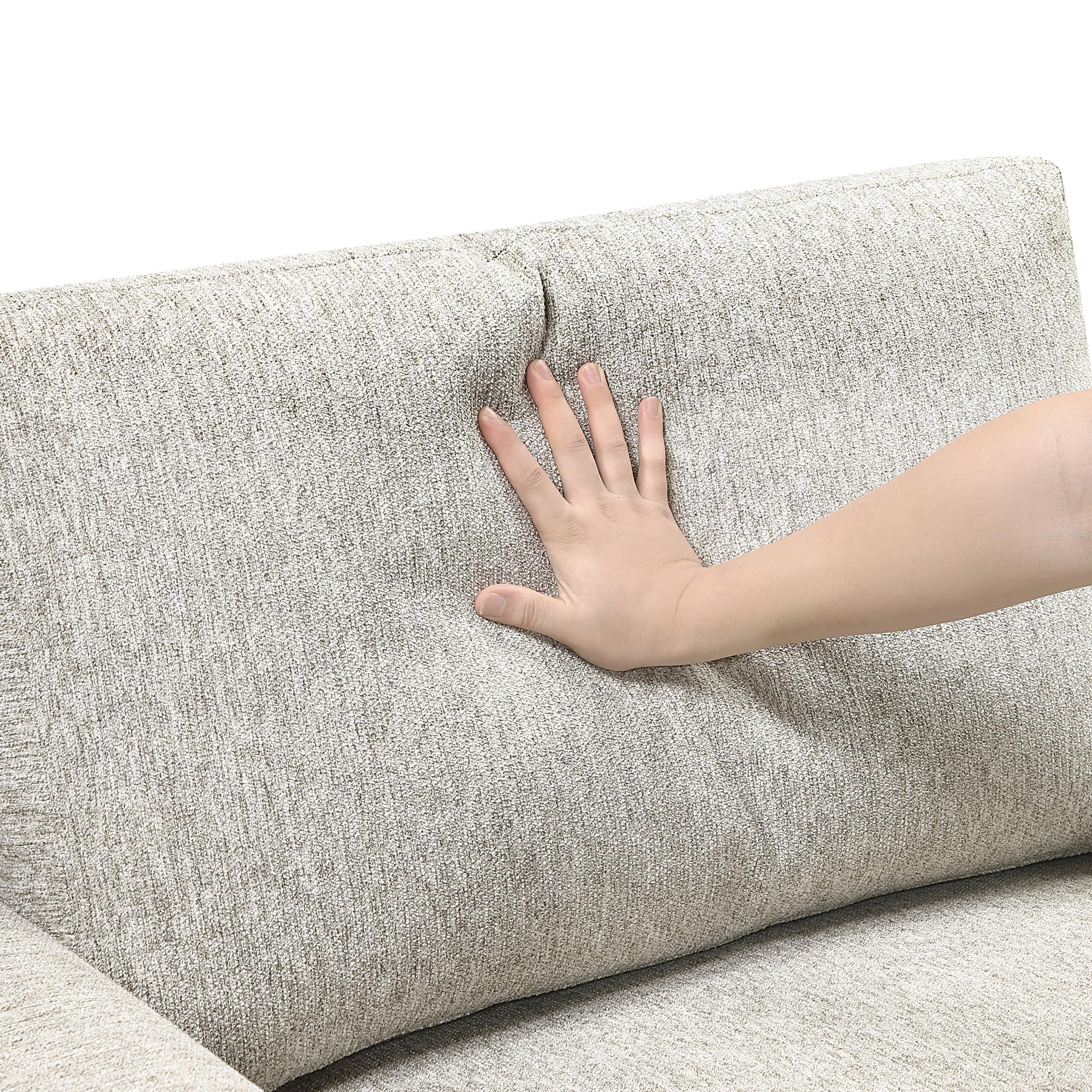 Lexicon 110.5 Inch Sectional Couches For Living Room-Modular Sectional Sofa with Pull Out Bed, 4 Pillows, Convertible Reversible Storage Chaise, Adjustable Backrests, L Shaped 3 Seater,Microfiber Sand - Image 15