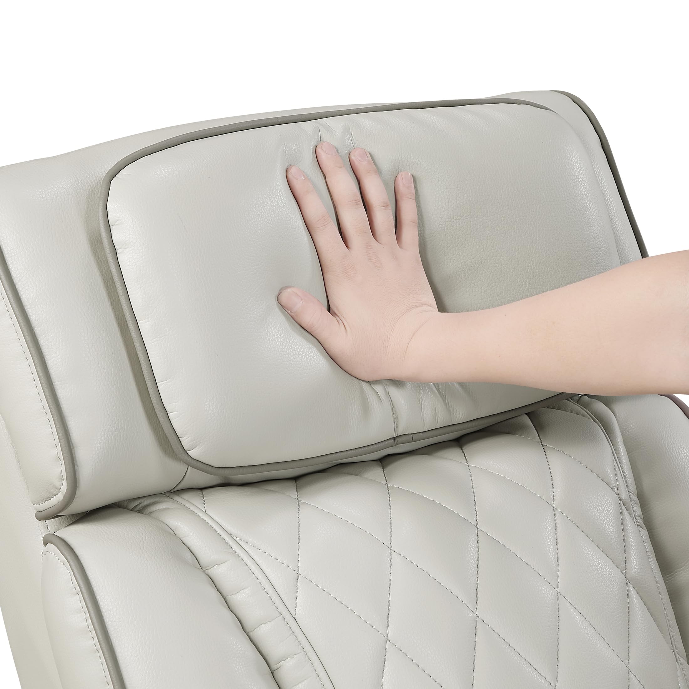 Lexicon 118" Power Reclining Sectional Sofa, Wall Hugger, 2 Recliner Seats, 2 Storage Arms, 2 Console Cup Holders, Power Headrests, Charging Ports, Wireless Speakers, LED Lighting, Faux Leather Taupe - Image 19