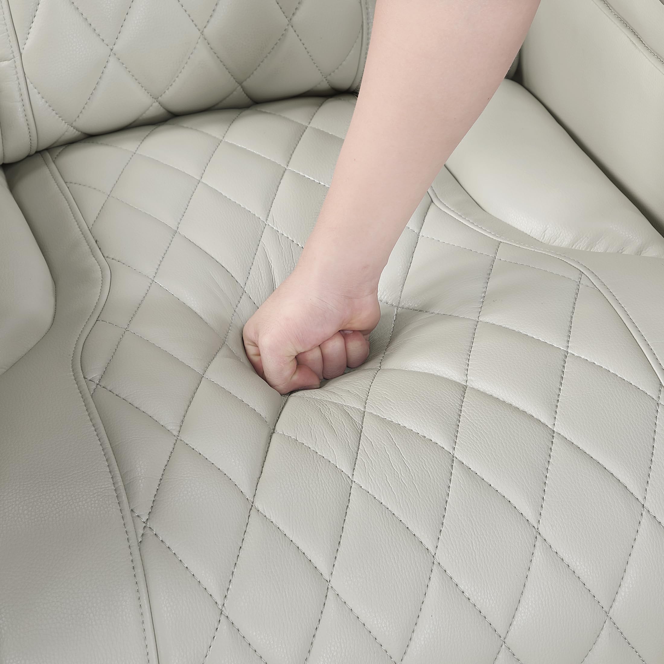 Lexicon 118" Power Reclining Sectional Sofa, Wall Hugger, 2 Recliner Seats, 2 Storage Arms, 2 Console Cup Holders, Power Headrests, Charging Ports, Wireless Speakers, LED Lighting, Faux Leather Taupe - Image 26