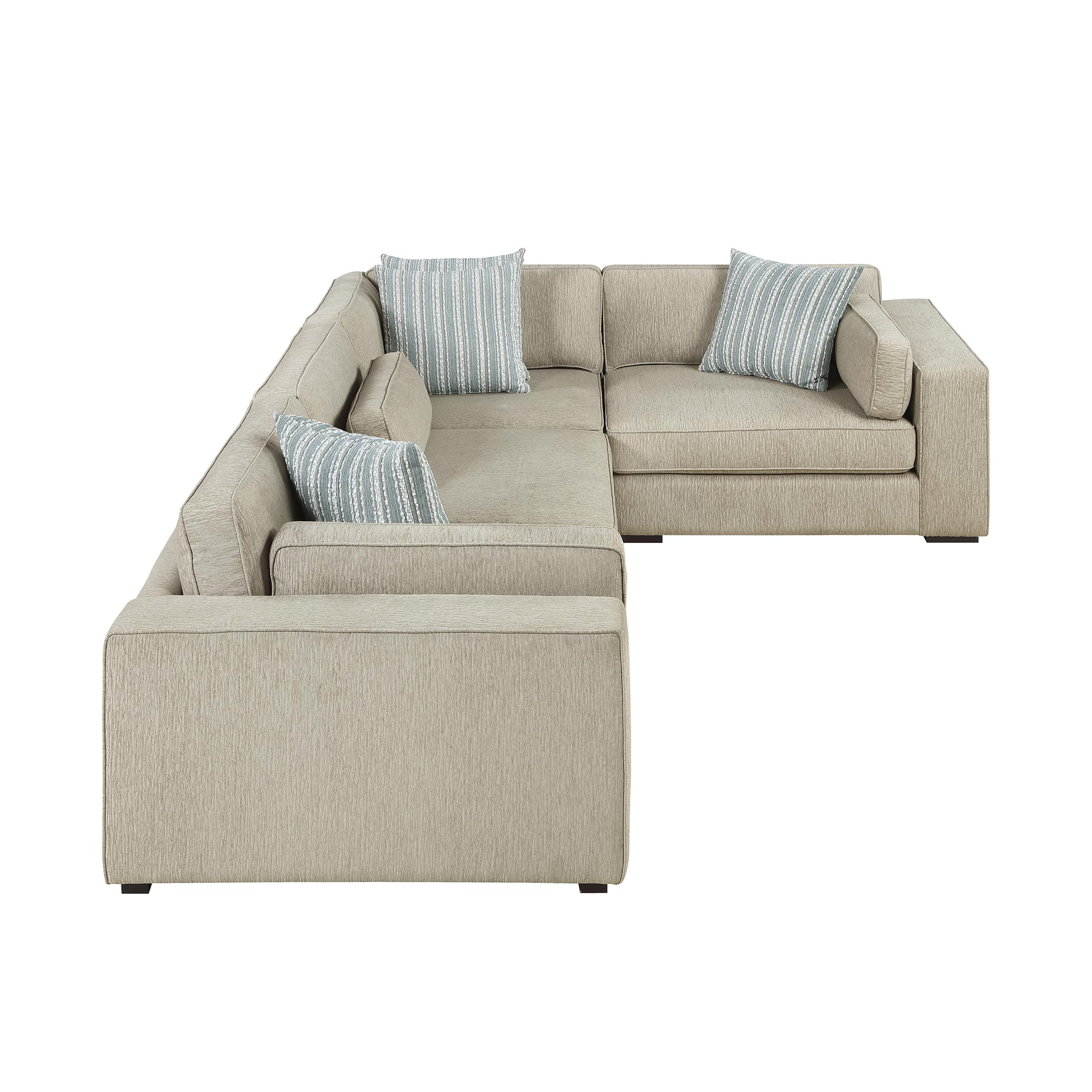 Lexicon 136" Modern 4-Piece Sectional Sofa with Reversible Cushions, Removable Cushion Covers, 7 Accent Pillows, L-Shaped Sectional Couch for Living Room, 4 Seater, Chenille Pewter - Image 7