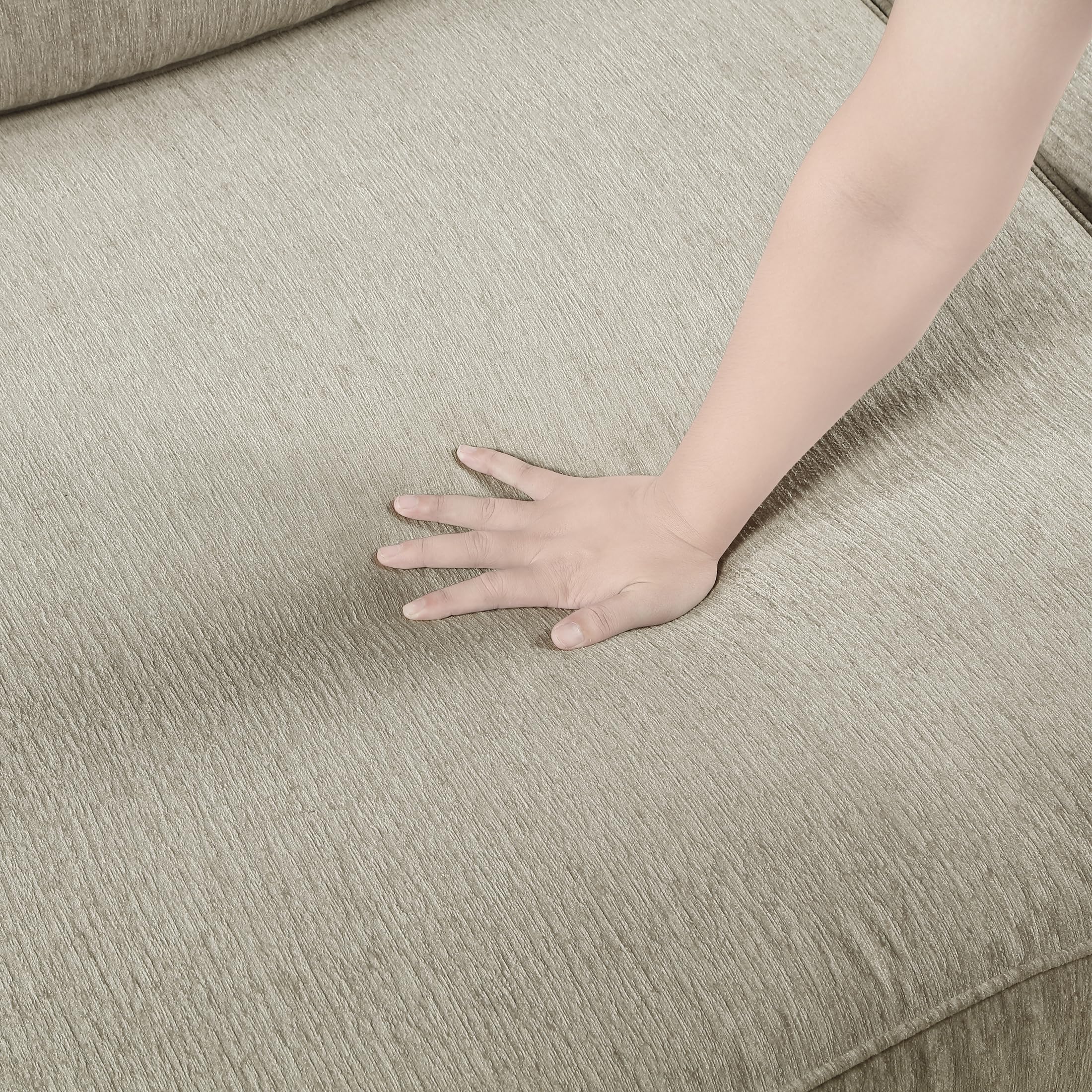 Lexicon 136" Modern 4-Piece Sectional Sofa with Reversible Cushions, Removable Cushion Covers, 7 Accent Pillows, L-Shaped Sectional Couch for Living Room, 4 Seater, Chenille Pewter - Image 8