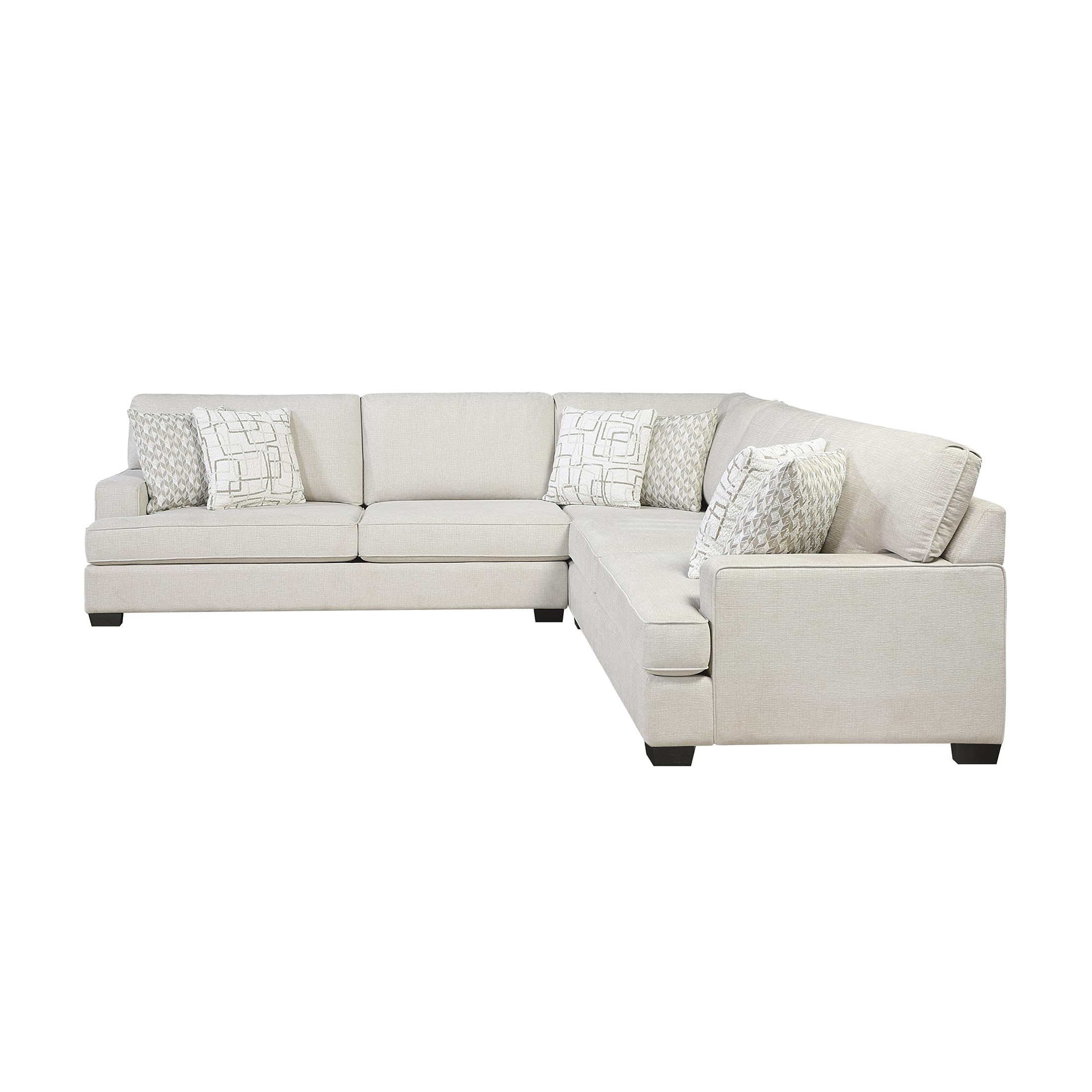 Lexicon 3-Piece Chenille Sectional Sofa with Reversible Cushions, Removable Cushion Covers, 6 Accent Pillows, 131 Inch Modern L-Shaped Sectional Couch for Living Room, 5 Seater, Beige - Image 6