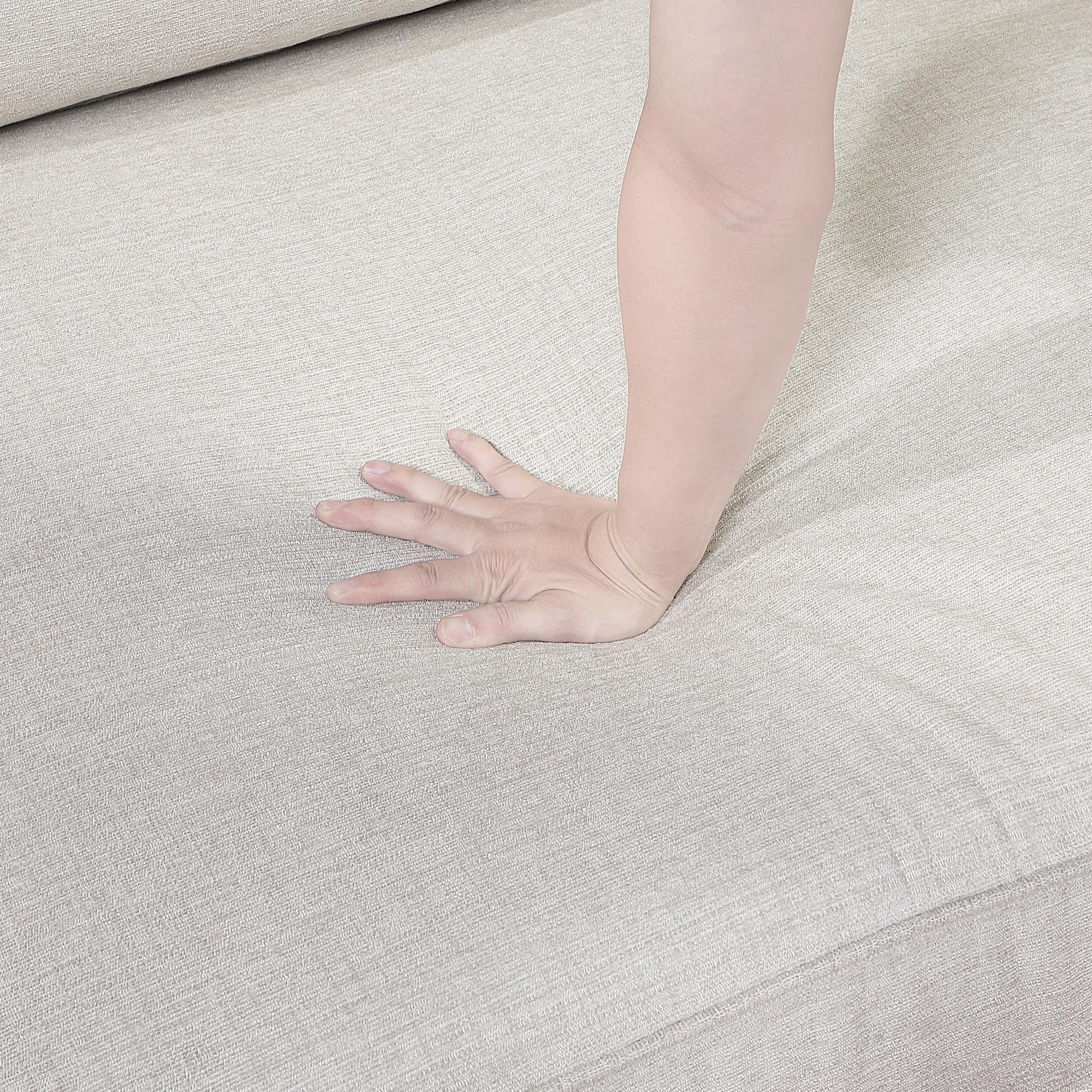 Lexicon 3-Piece Chenille Sectional Sofa with Reversible Cushions, Removable Cushion Covers, 6 Accent Pillows, 131 Inch Modern L-Shaped Sectional Couch for Living Room, 5 Seater, Beige - Image 7