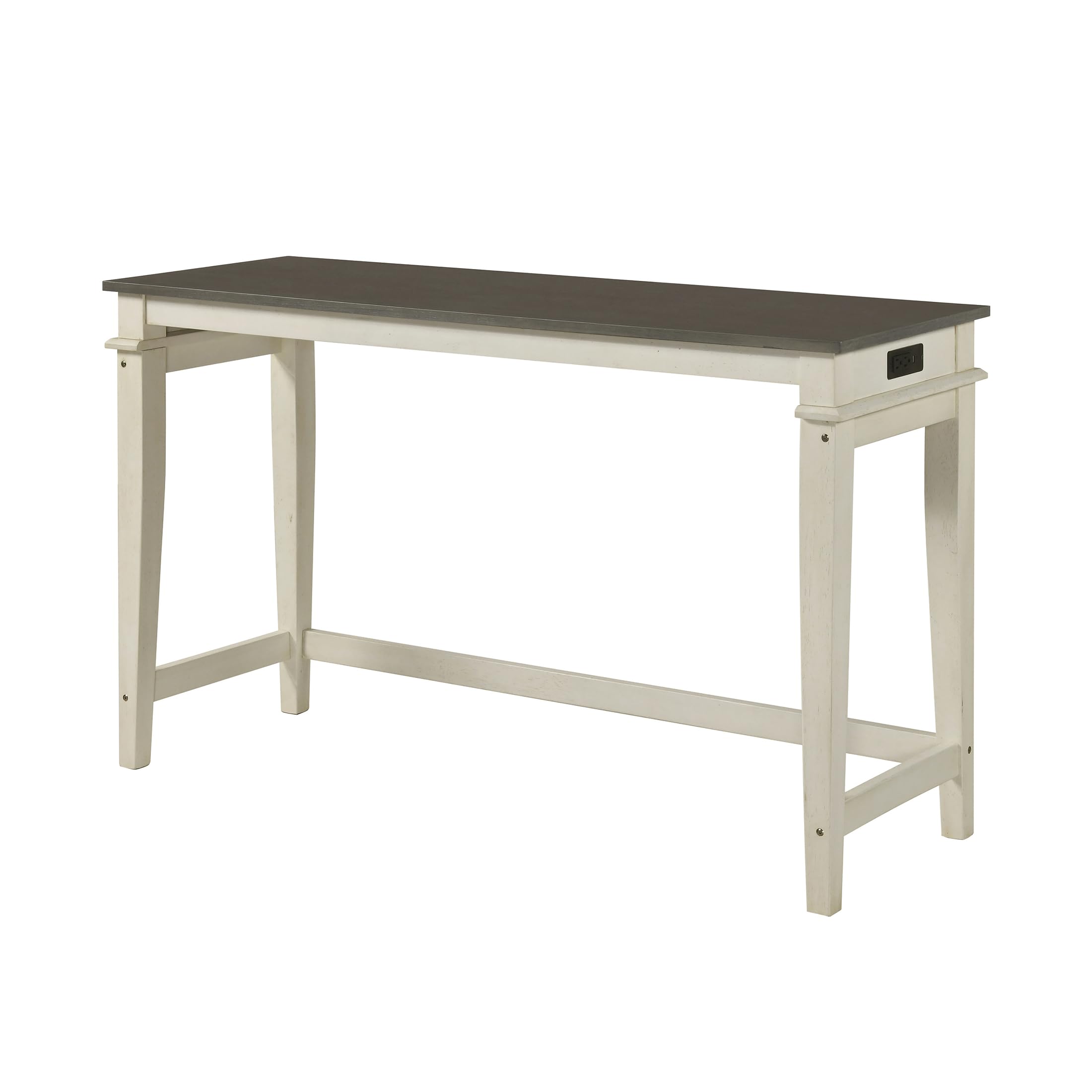 Lexicon 4 Piece Counter Height Bar Table with 3 Stools, Power Outlets, Rubberwood Frame Kitchen Table with 3 Padded Stools, Charging Ports for Small Spaces, Ash Veneer Walnut and Buttermilk Finish - Image 14