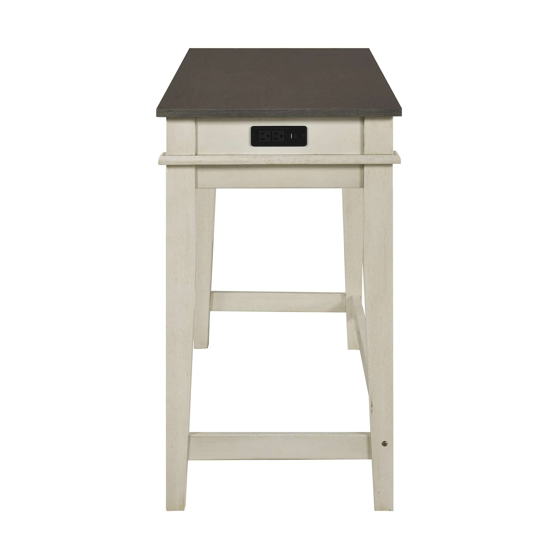 Lexicon 4 Piece Counter Height Bar Table with 3 Stools, Power Outlets, Rubberwood Frame Kitchen Table with 3 Padded Stools, Charging Ports for Small Spaces, Ash Veneer Walnut and Buttermilk Finish - Image 16