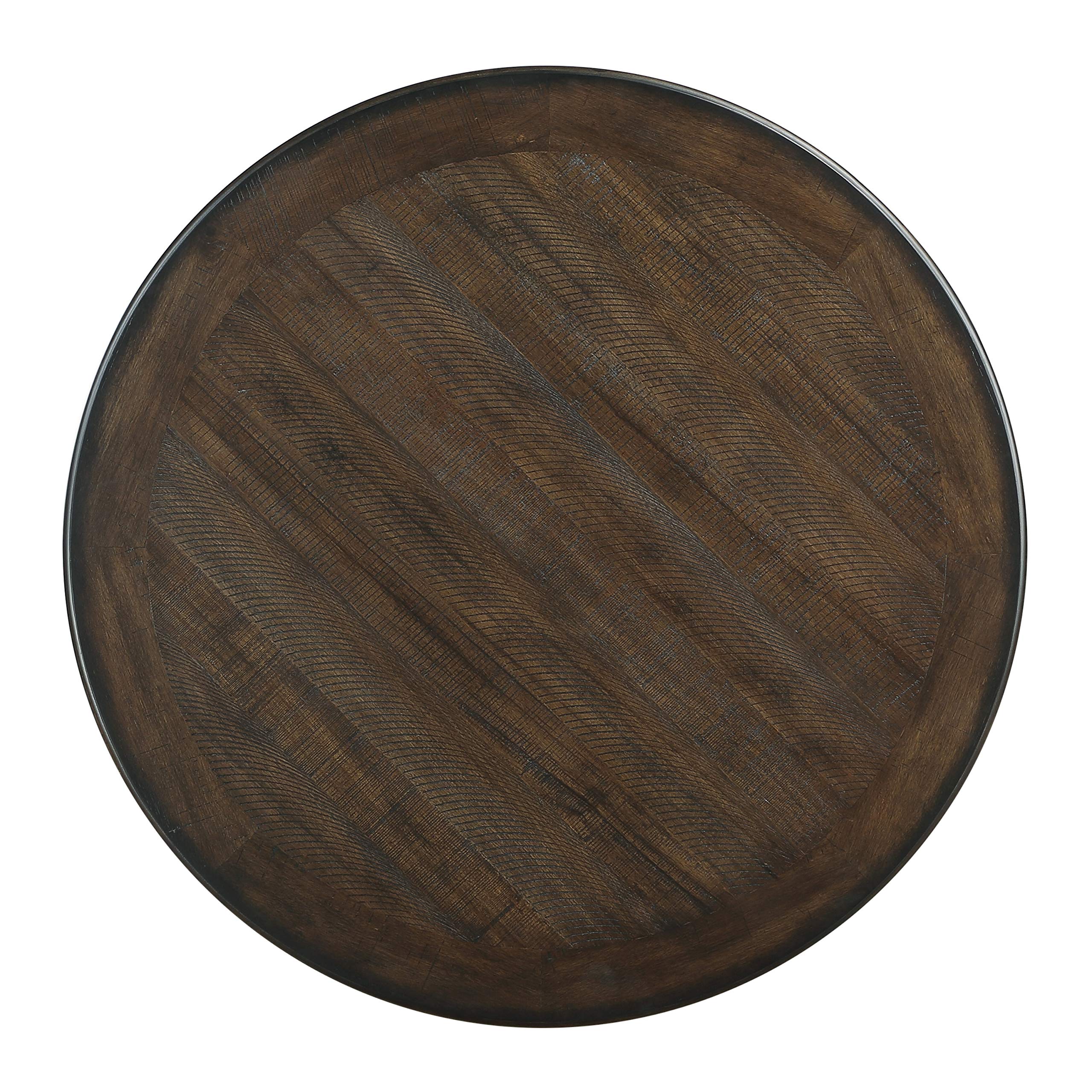 Lexicon 42-Inch Dia. Round Counter Height Table for 4 People, Counter Height Dining Table with Storage Base, Acacia Veneer, Wood Frame, for Home/Kitchen/Dining Room, Brown/Antique White - Image 7