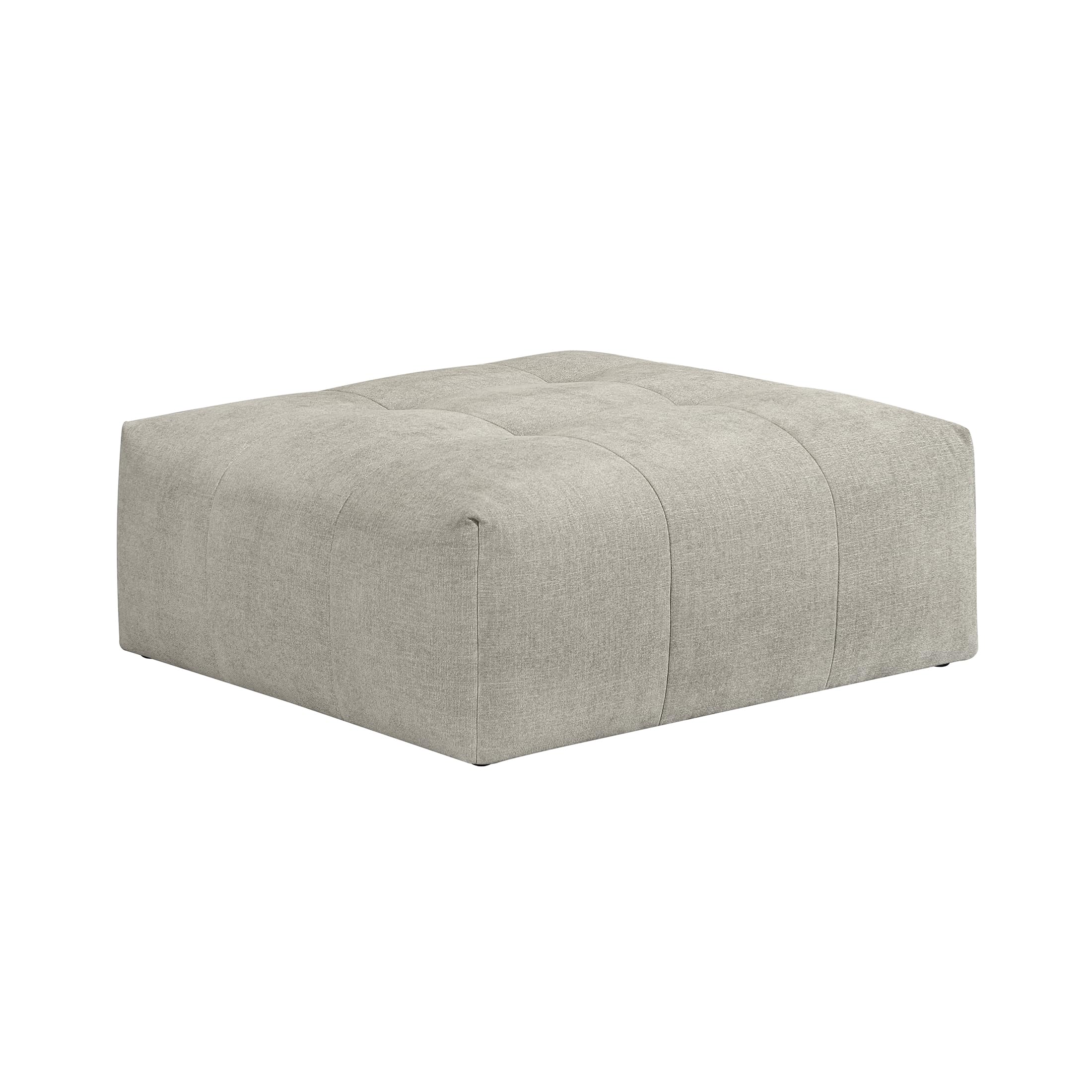 Lexicon 46 Inch Large Square-Ottoman with Casters, Modern Tufted Fabric Coffee Table Ottoman, Module Oversized Footstool, Mobile Padded Footrest for Sectional Sofas, Living Room, Apartment, Taupe - Image 7