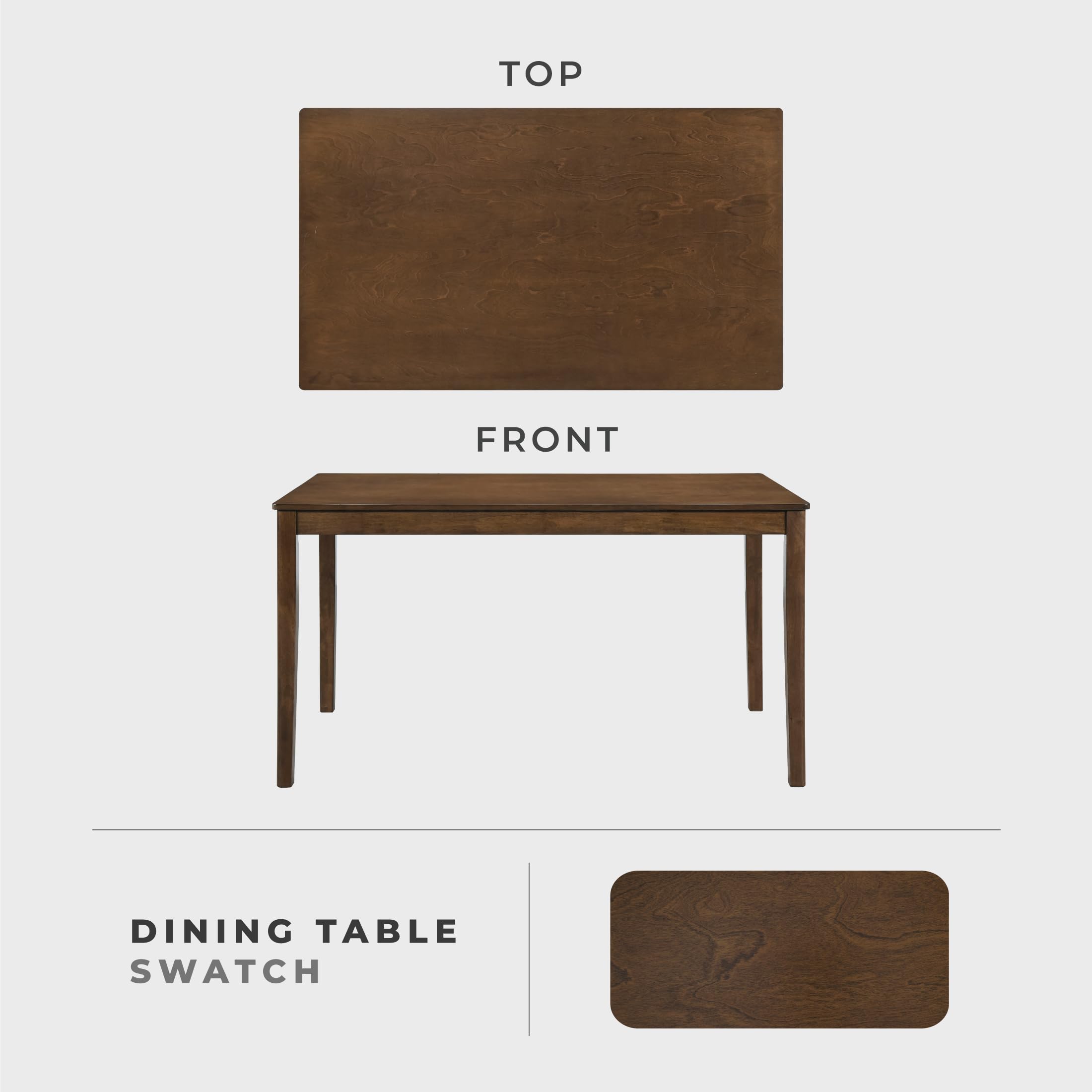 Lexicon 55.5" Dining Table for 4, Modern Rectangular Dining Room Table, Wood Dining Table, Modern Wood Table with Solid Wood Leg for Kitchen/Dining/Living Room, Easy Assembly, Chestnut - Image 4