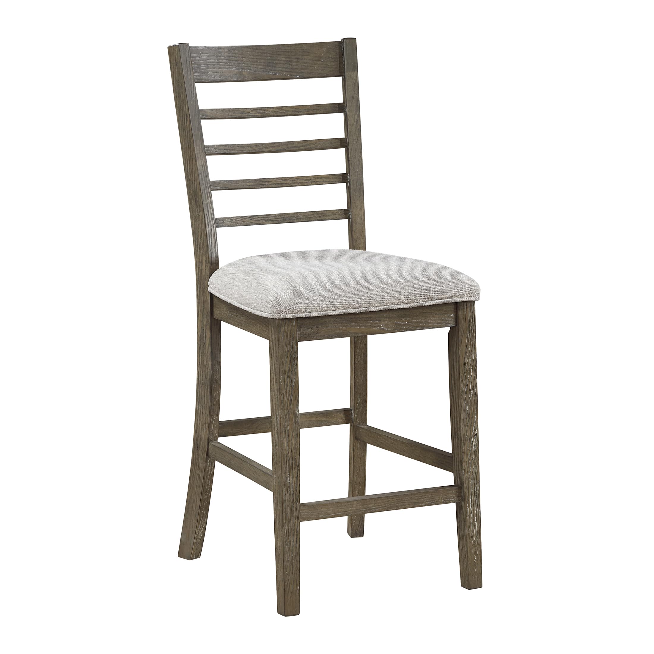 Lexicon 6 Piece Counter Height Dining Table Set, Wooden Counter Height Dining Room Set for 6, Including 1 Kitchen Table, 4 Upholstered Ladder Back Chairs and 1 Bench, Light Brown/Gray - Image 17