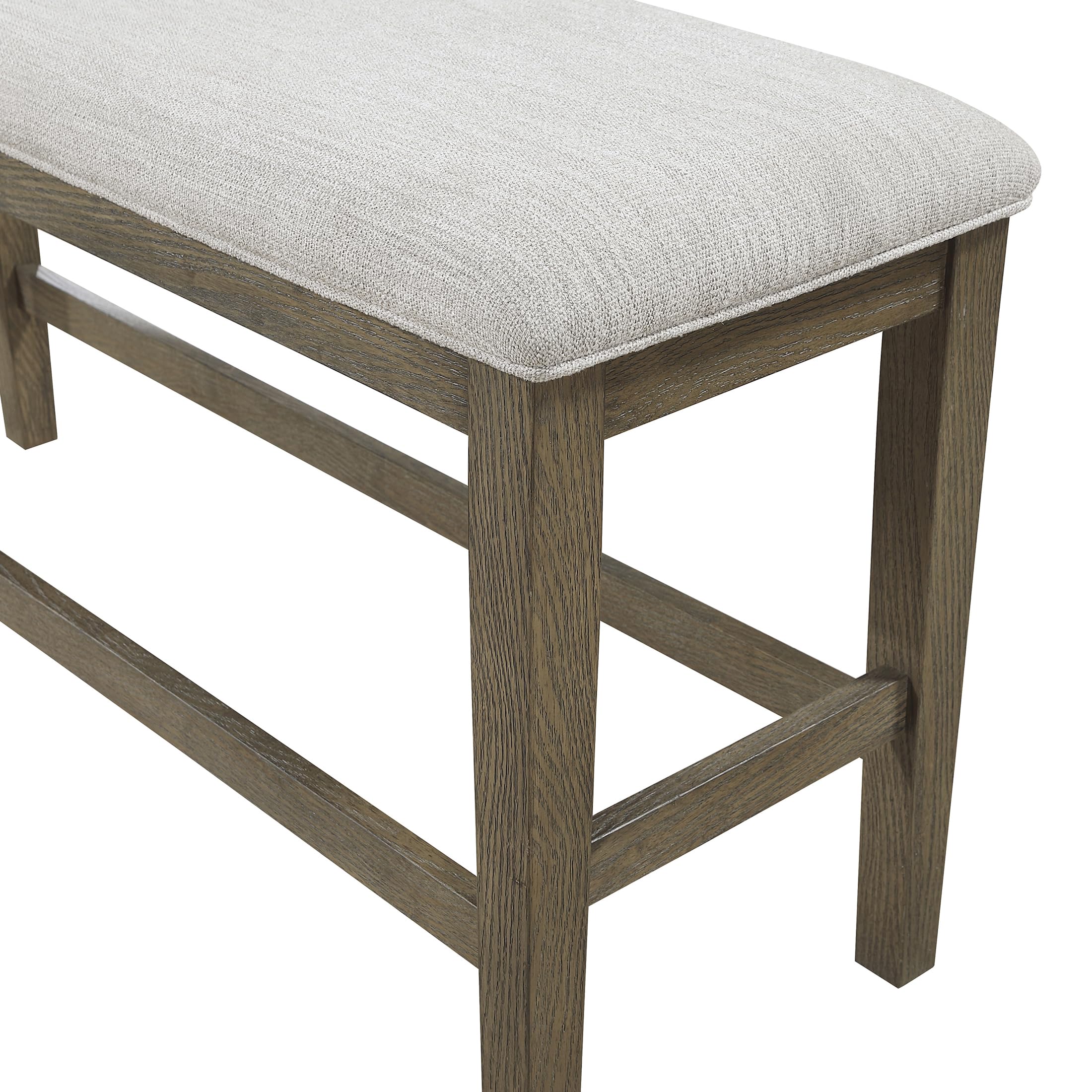 Lexicon 6 Piece Counter Height Dining Table Set, Wooden Counter Height Dining Room Set for 6, Including 1 Kitchen Table, 4 Upholstered Ladder Back Chairs and 1 Bench, Light Brown/Gray - Image 21