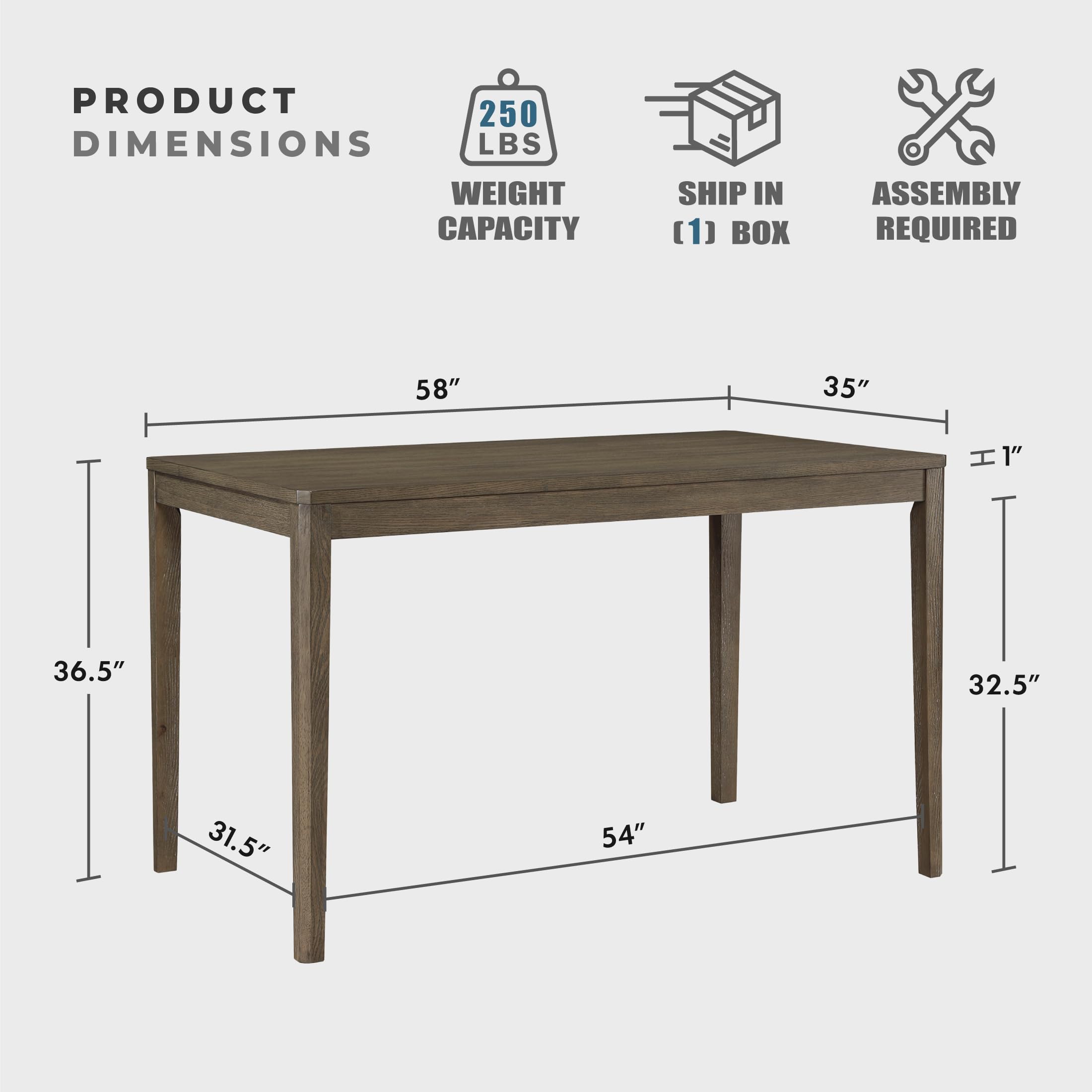 Lexicon 6 Piece Counter Height Dining Table Set, Wooden Counter Height Dining Room Set for 6, Including 1 Kitchen Table, 4 Upholstered Ladder Back Chairs and 1 Bench, Light Brown/Gray - Image 3