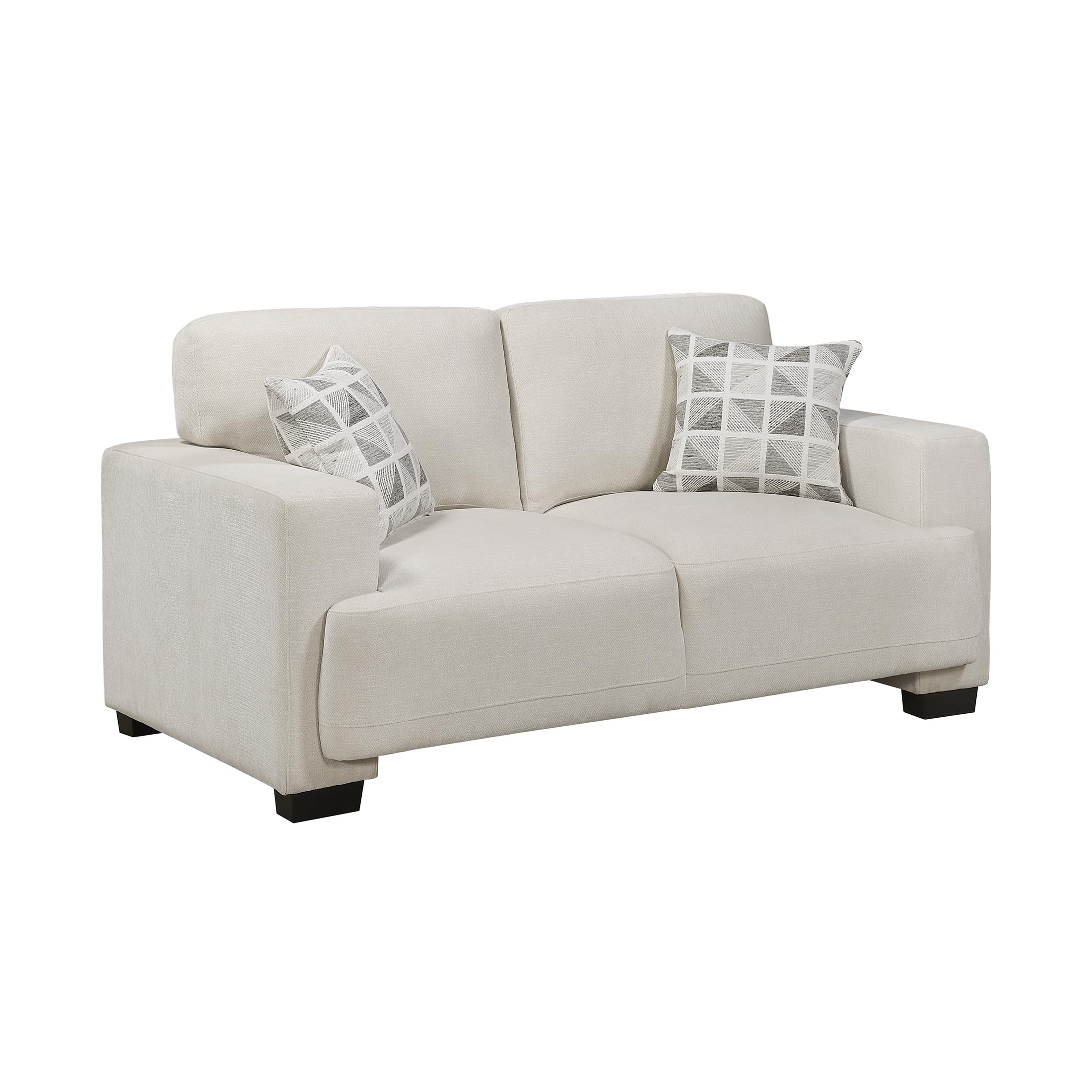 Lexicon 68" W Modern Living Room Loveseat - Chenille Love Seat with 2 Pillows, Wide Track Arms, Reversible Back Cushions, Solid Wood Legs, for Bedroom/Apartment/Office, Easy Assembly, Beige - Image 7