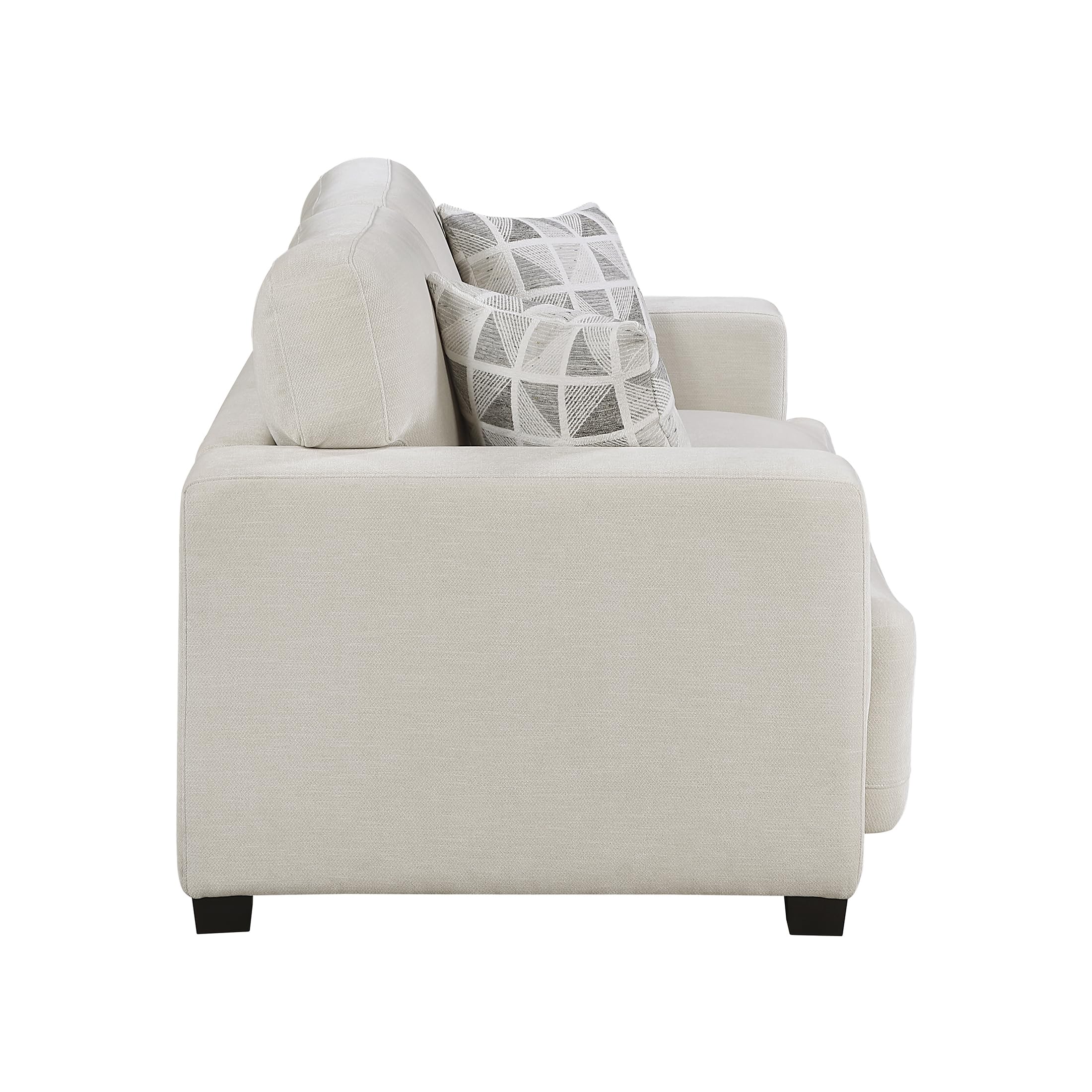 Lexicon 68" W Modern Living Room Loveseat - Chenille Love Seat with 2 Pillows, Wide Track Arms, Reversible Back Cushions, Solid Wood Legs, for Bedroom/Apartment/Office, Easy Assembly, Beige - Image 8