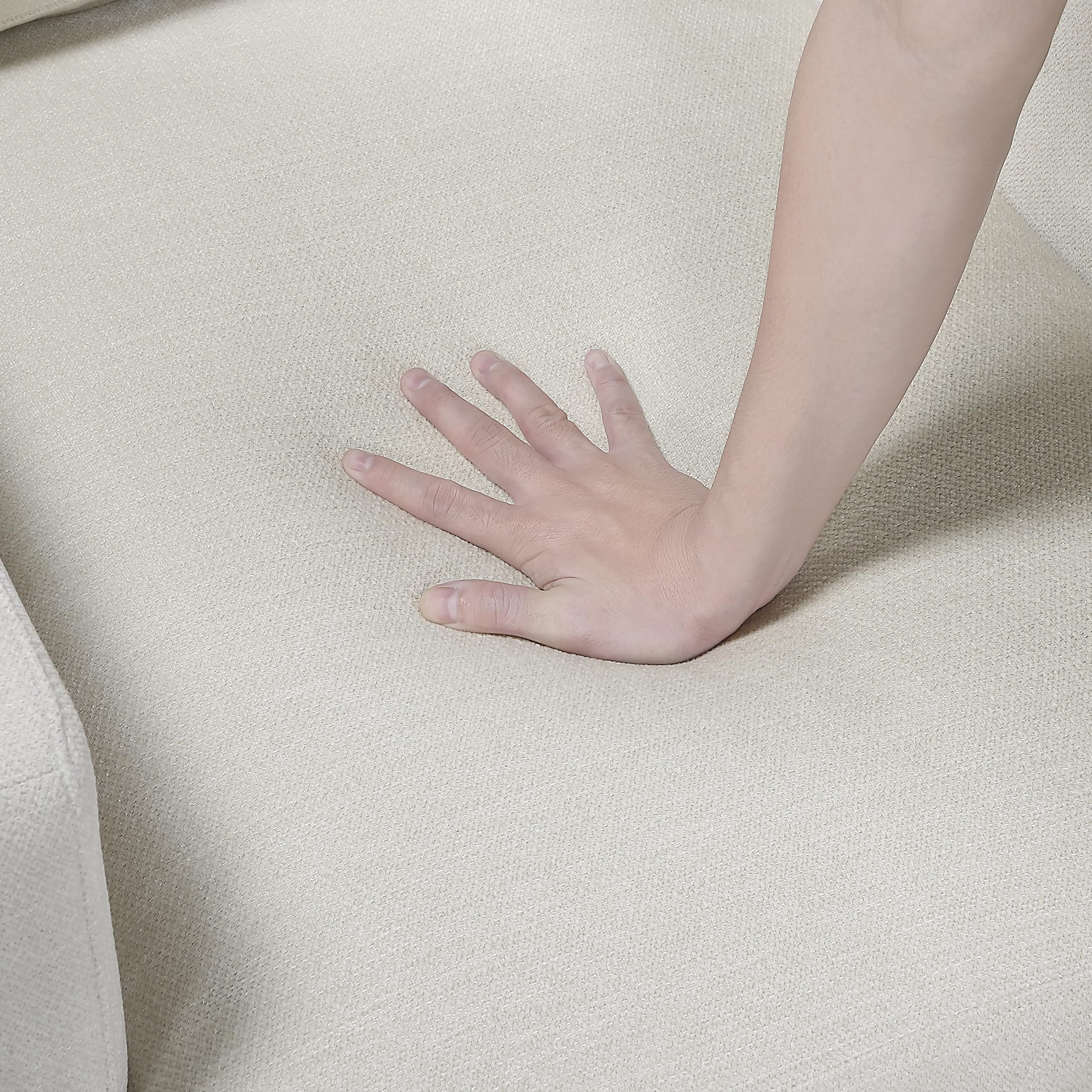 Lexicon 68" W Modern Living Room Loveseat - Chenille Love Seat with 2 Pillows, Wide Track Arms, Reversible Back Cushions, Solid Wood Legs, for Bedroom/Apartment/Office, Easy Assembly, Beige - Image 9