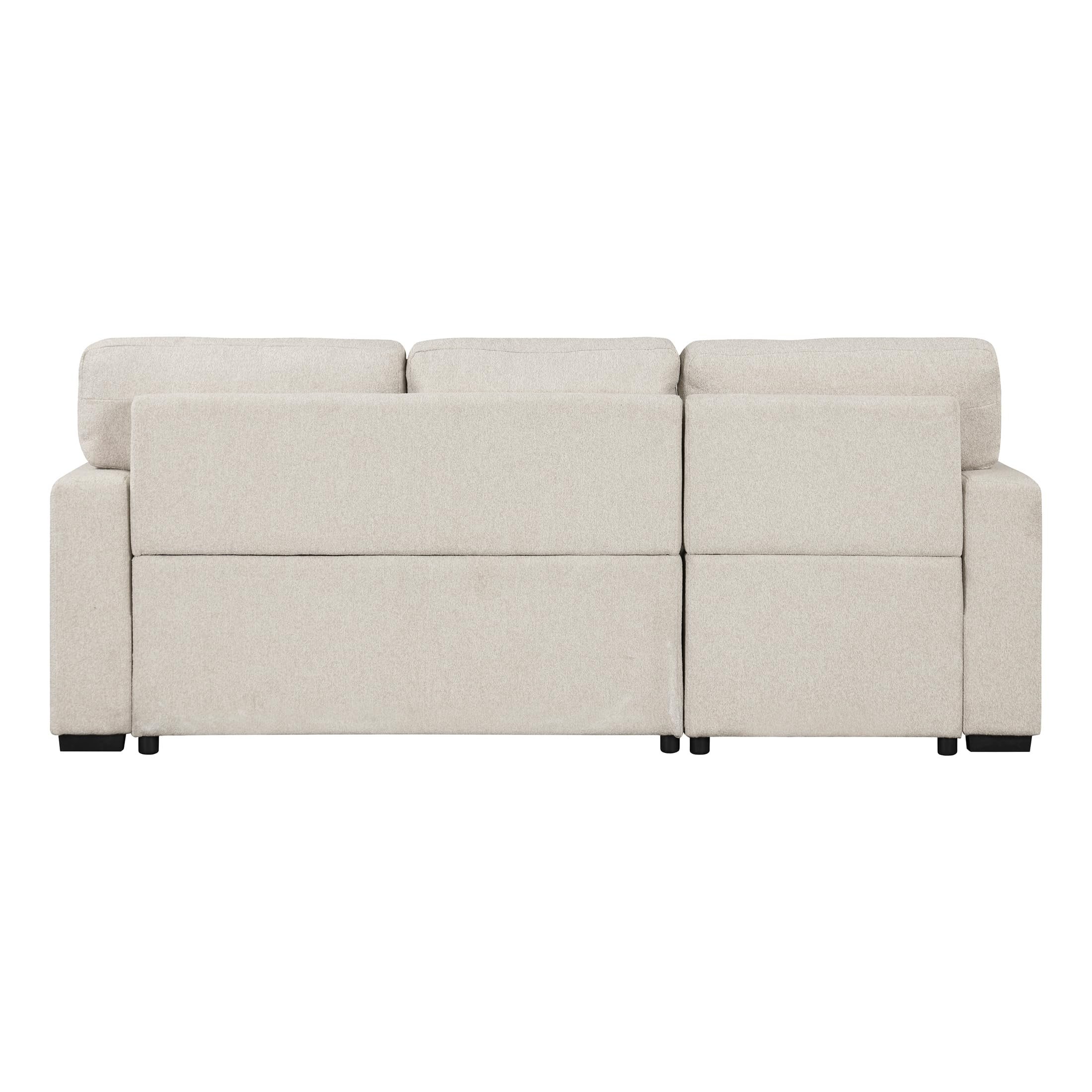 Lexicon 92.5" W L Shape Sectional Couch with Left Storage Chaise and Pull Out Sofa Bed, Sectional Sleeper Sofa with Memory Foam Seat Cushion, Charging Port, Storage Shelf for Living Room, Beige - Image 12