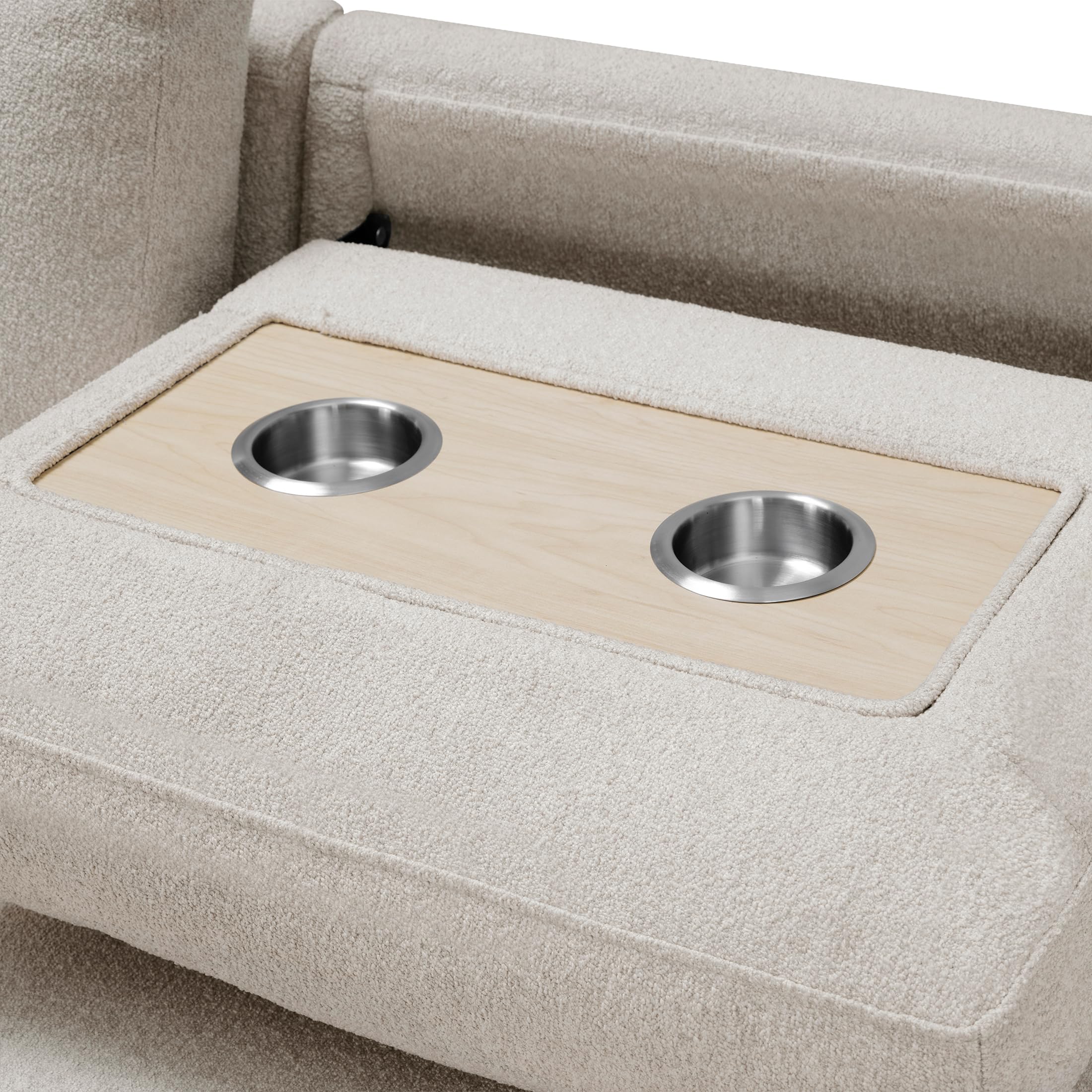 Lexicon 92.5" W L Shape Sectional Couch with Left Storage Chaise and Pull Out Sofa Bed, Sectional Sleeper Sofa with Memory Foam Seat Cushion, Charging Port, Storage Shelf for Living Room, Beige - Image 13