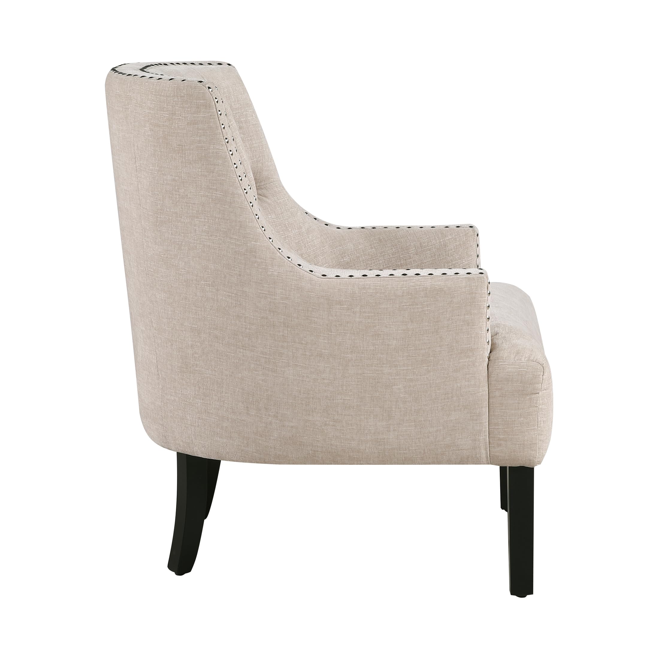 Lexicon Accent Chair Reading Chair Comfy Chair for Bedroom, Upholstered Armchair with Solid Wood Frame, Tufted Cushion Nail Head Trim, Single Sofa Chair for Living Room, Office, Taupe Chenille - Image 5