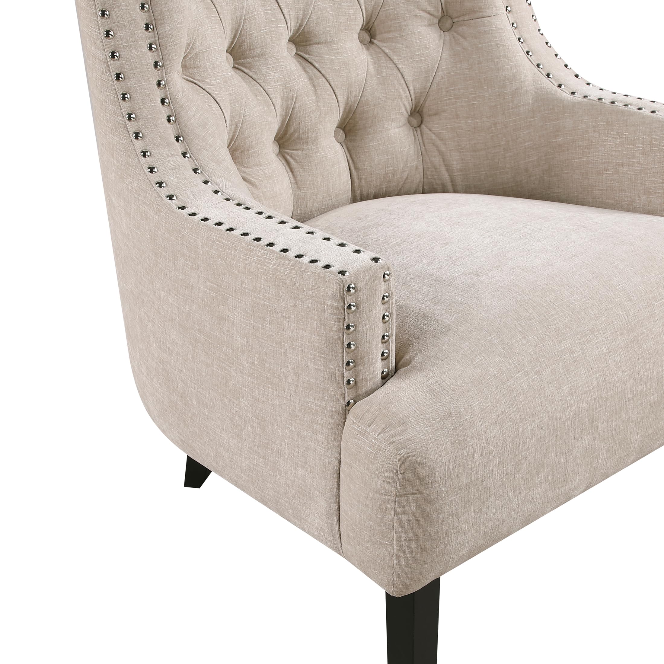 Lexicon Accent Chair Reading Chair Comfy Chair for Bedroom, Upholstered Armchair with Solid Wood Frame, Tufted Cushion Nail Head Trim, Single Sofa Chair for Living Room, Office, Taupe Chenille - Image 7