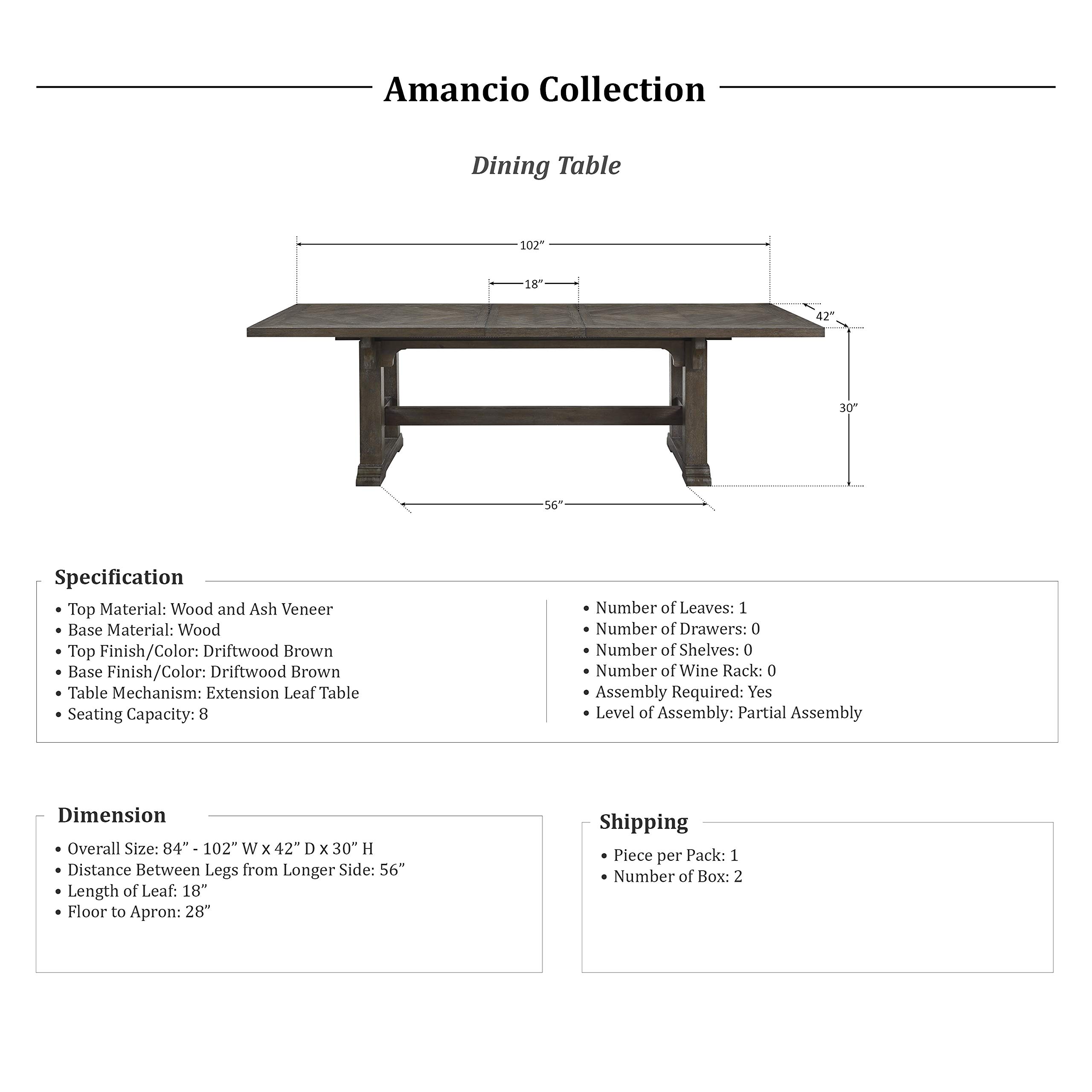 Lexicon Amancio Dining Table, Driftwood Brown - Image 3