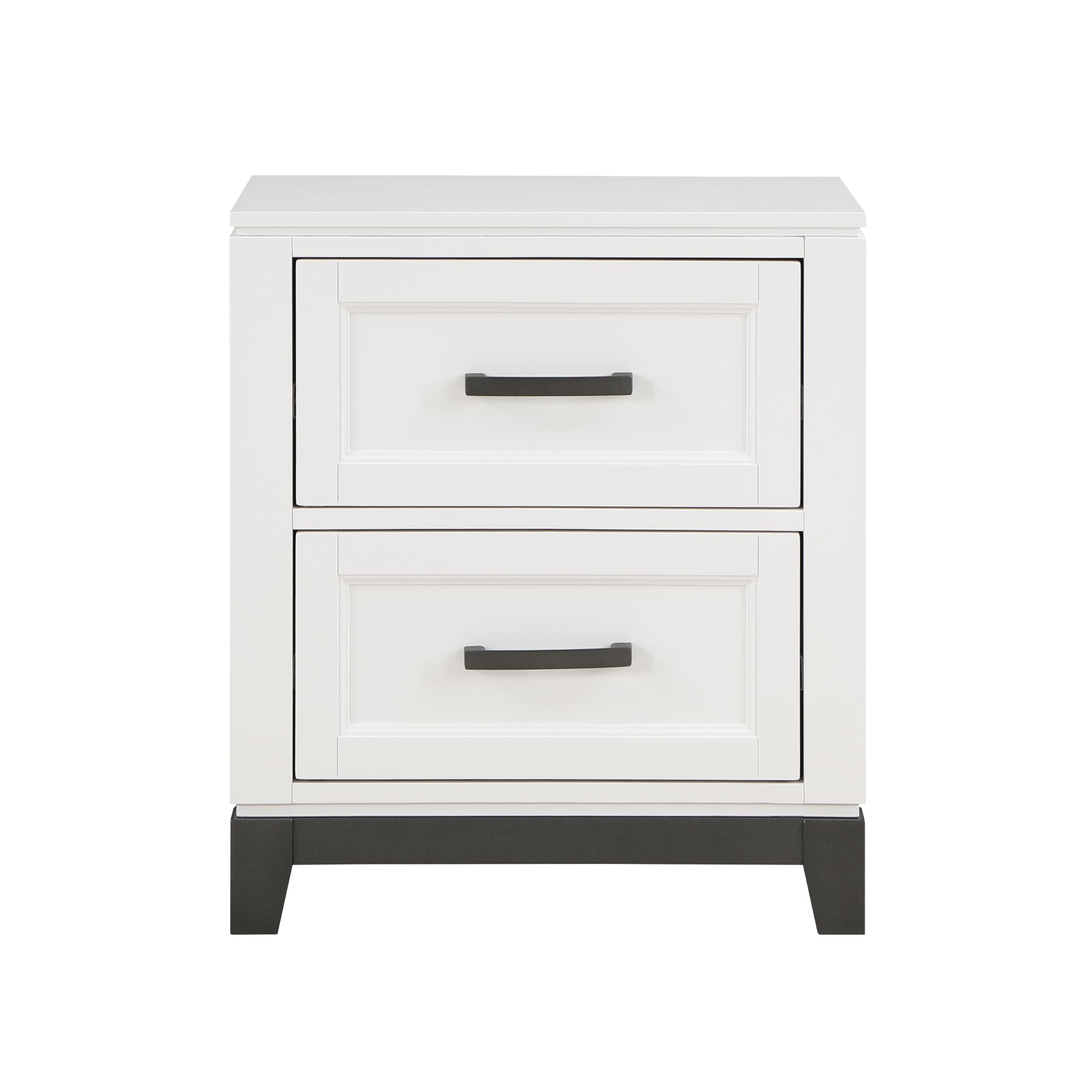 Lexicon Bertillon 2-Drawer Nightstand, White/Metallic Gray - Image 4
