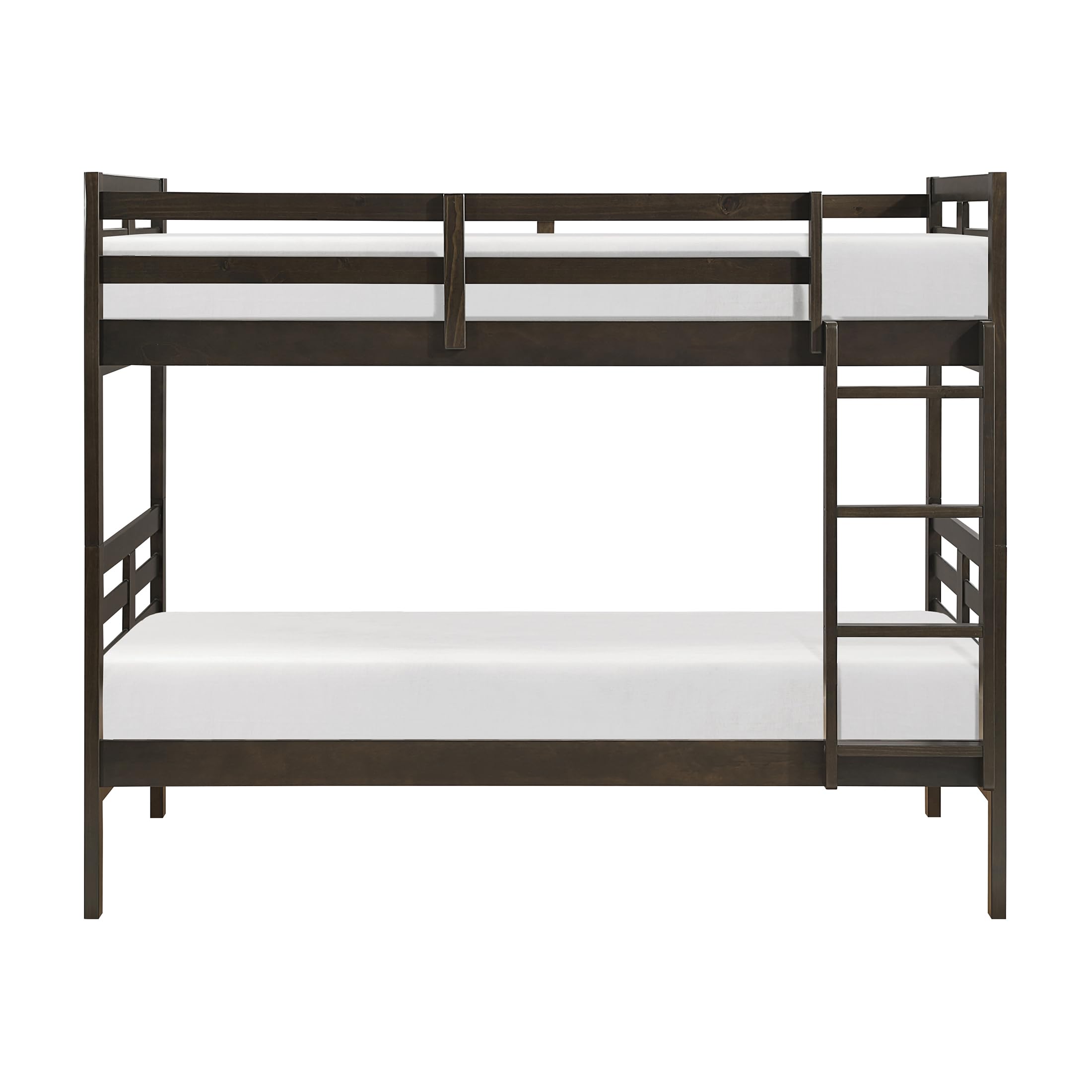 Lexicon Bunk Bed Twin Over Twin, Wooden Bed Frame with Sturdy Ladder and Safety Guard Rails, Modern Space-Saving Design, for Bedroom/Guest Room, No Box Spring Needed, Dark Brown - Image 8