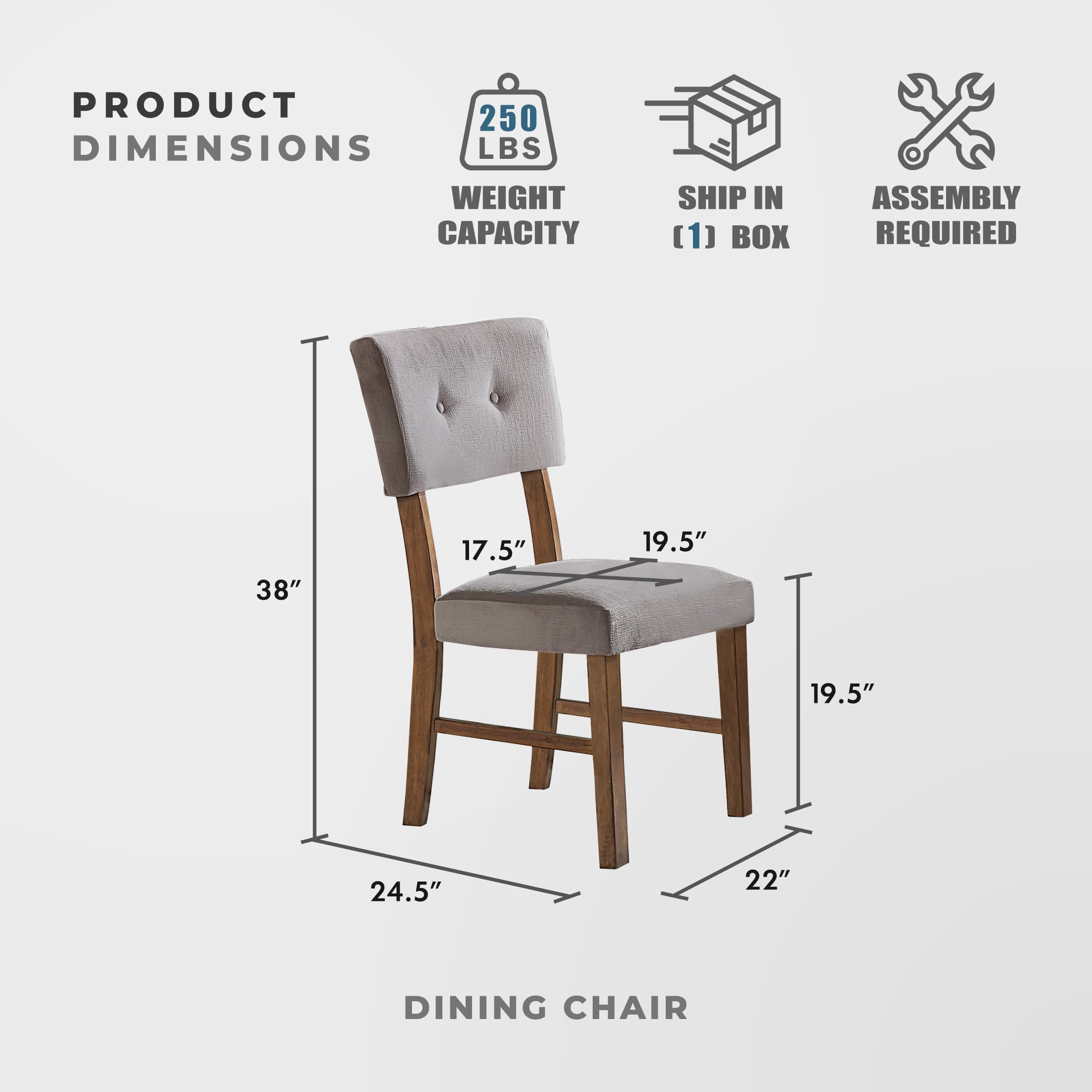 Lexicon Carlo Dining Chair (Set of 2), Gray/Light Oak - Image 3