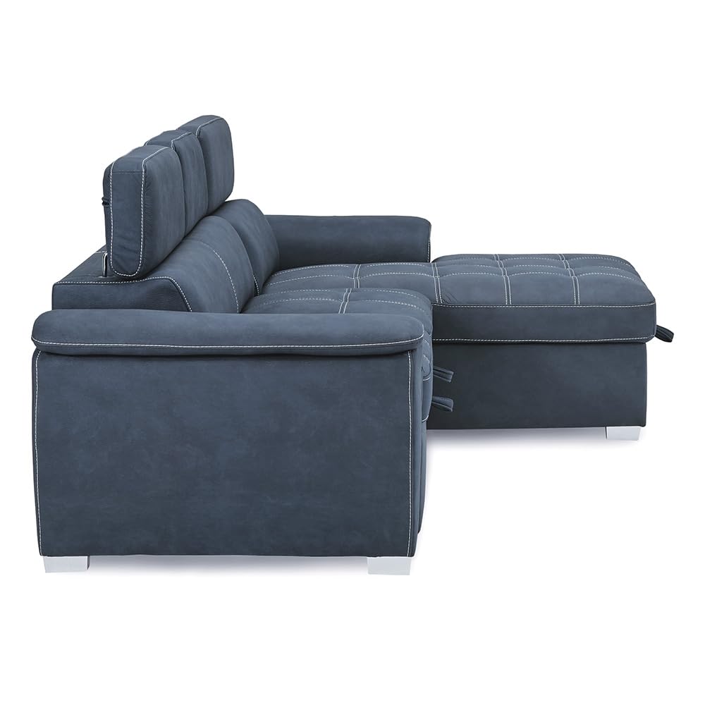 Lexicon Cheyenne Convertible Sectional Sofa Sleeper, Right Chaise, Blue - Image 6