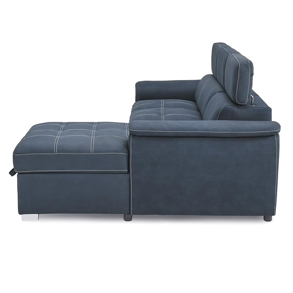 Lexicon Cheyenne Convertible Sectional Sofa Sleeper, Right Chaise, Blue - Image 7