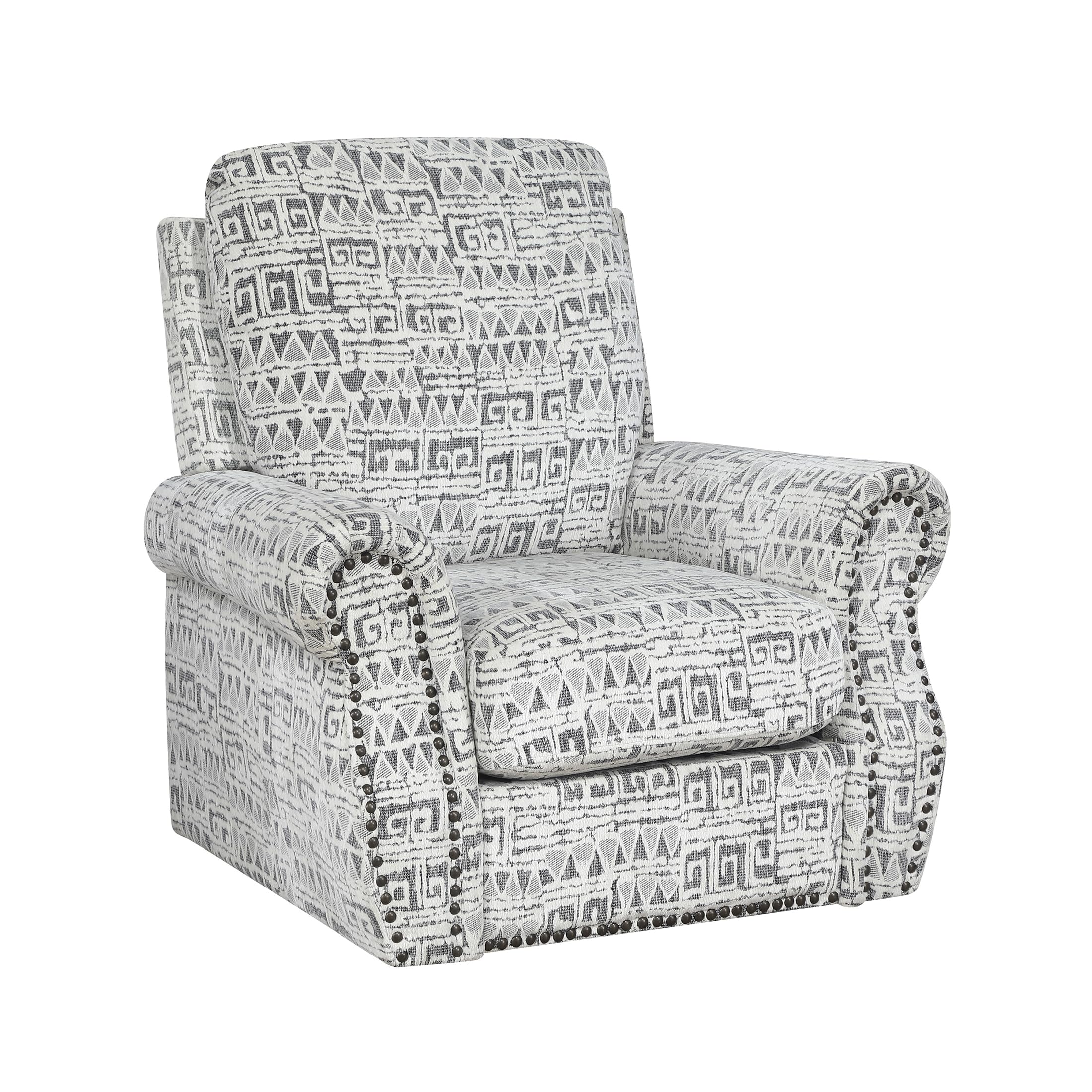Lexicon Jacquard Swivel Accent Chair with Nailhead Trim - Rolled Arms, Removable Seat Cushion Cover, 360-Degree Metal Base Upholstered Swivel Chair for Living Room, Bedroom, Reading Nook, Gray - Image 9