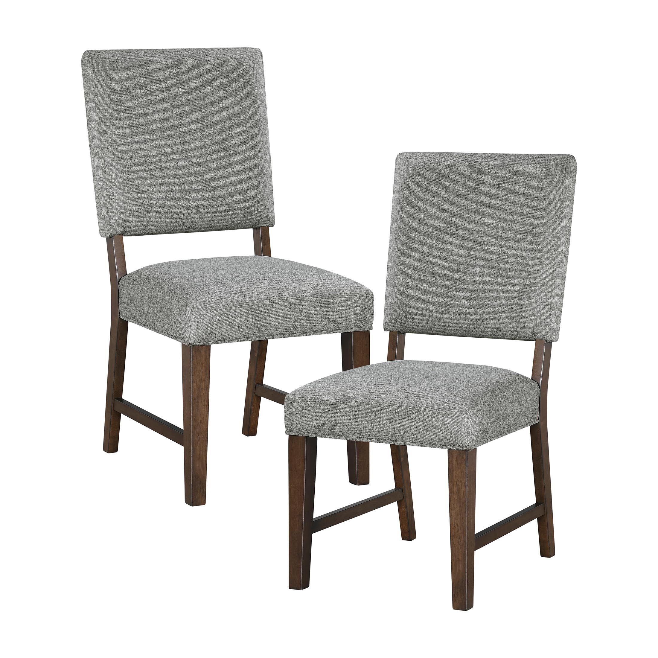 Lexicon Kitchen & Dining Room Chairs, Dining Chairs Set of 2, Linen Fabric Upholstered Dining Chairs, Solid Rubber Wood Armless Dining Chairs, Modern Dining Chair, Easy Assembly, Gray/Walnut - Image 3