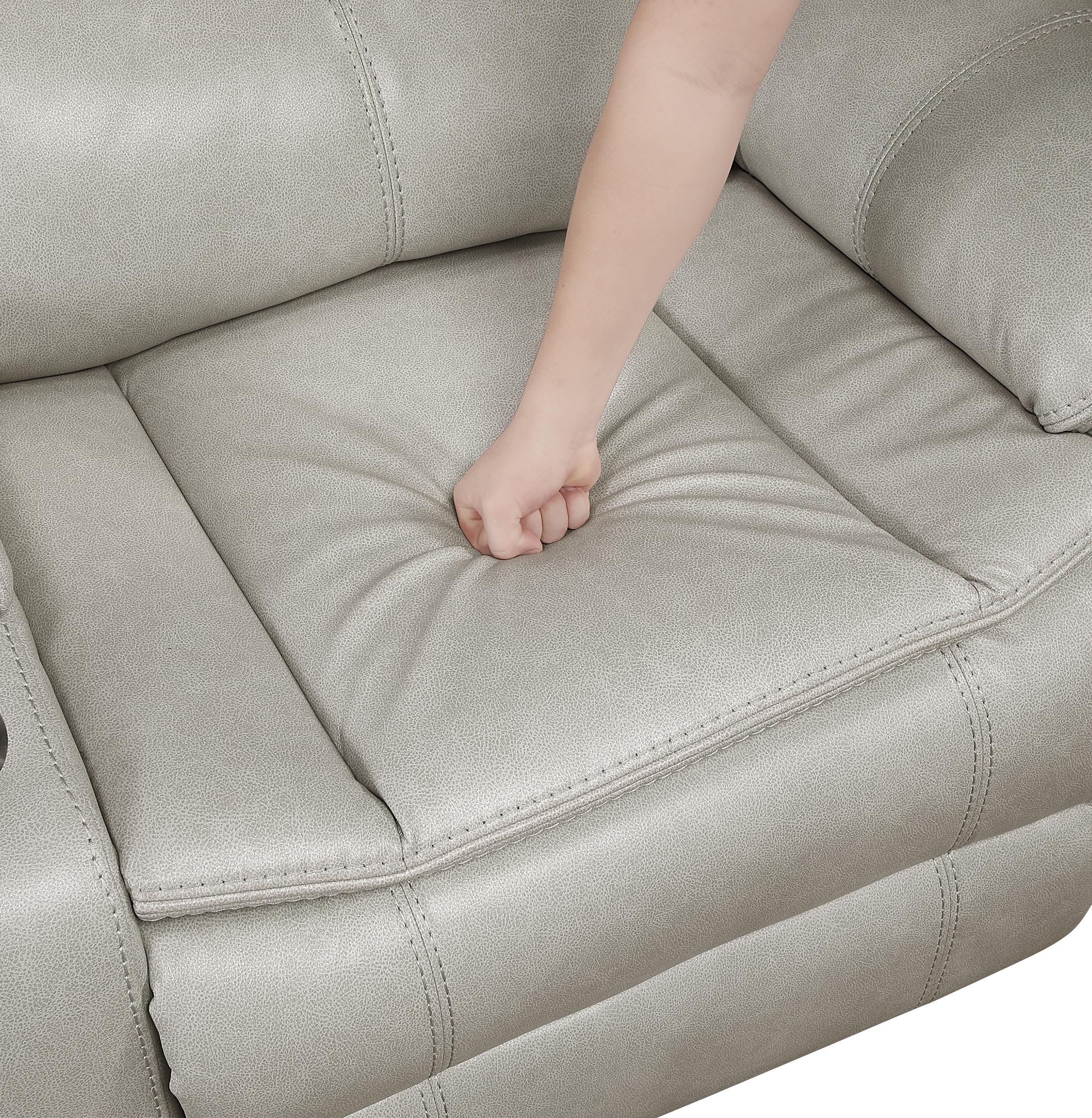 Lexicon L-Shaped Power Reclining Sectional Couch, Faux Leather Reclining Sectional Sofa, 3 Recliners, Wall Hugger, Right Storage Console, Cup Holders, Receptacles, Charging Ports, Silver Gray - Image 13