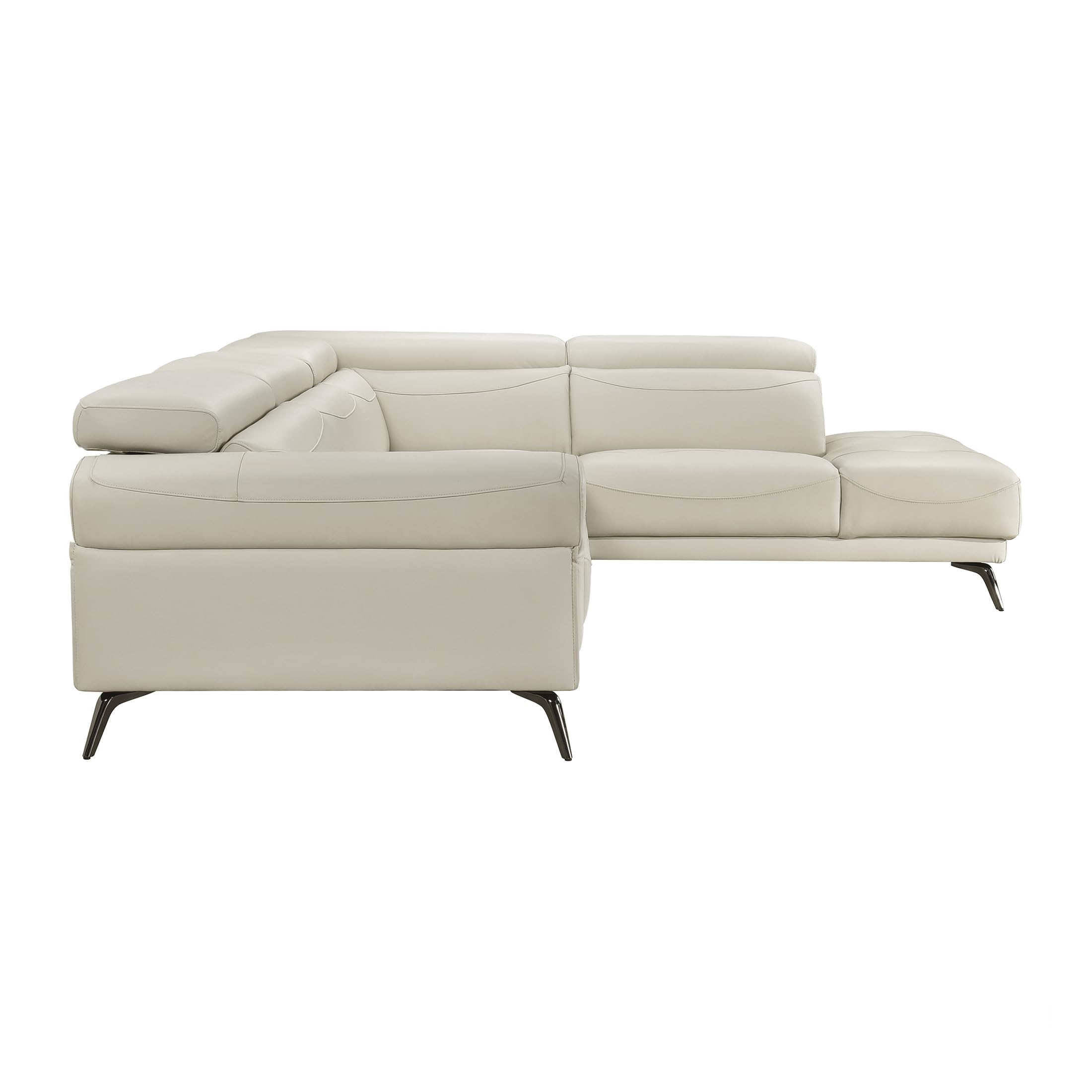 Lexicon L-Shaped Sectional Couch with Right Chaise, Top Grain Leather Match Sectional Sofa, Adjustable Headrests, Black Chrome Metal Legs, High-Density Cushions, Stitching, for Living Room, Beige - Image 16