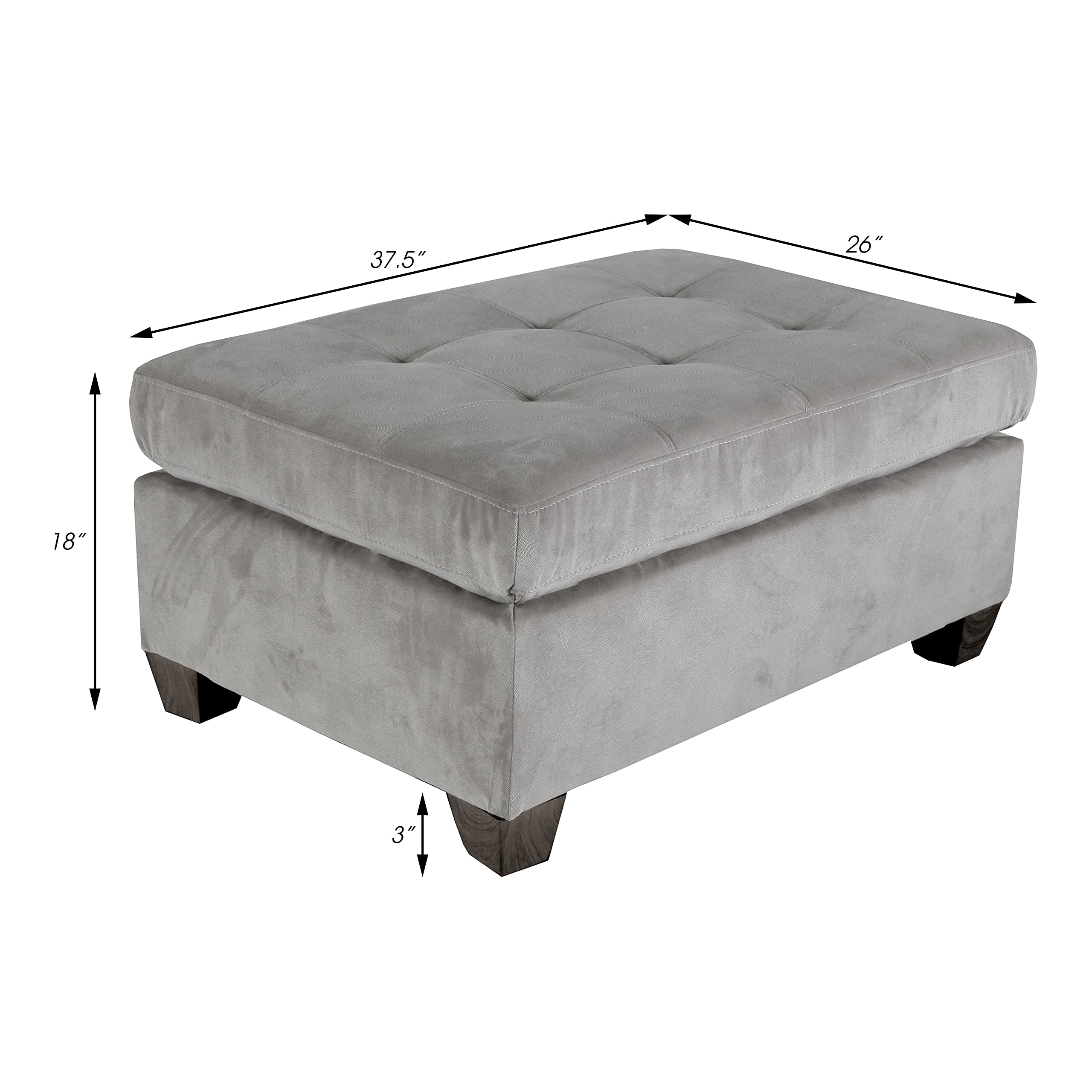 Lexicon Lewis Velvet Accent Ottoman, 37.5" W, Taupe - Image 3