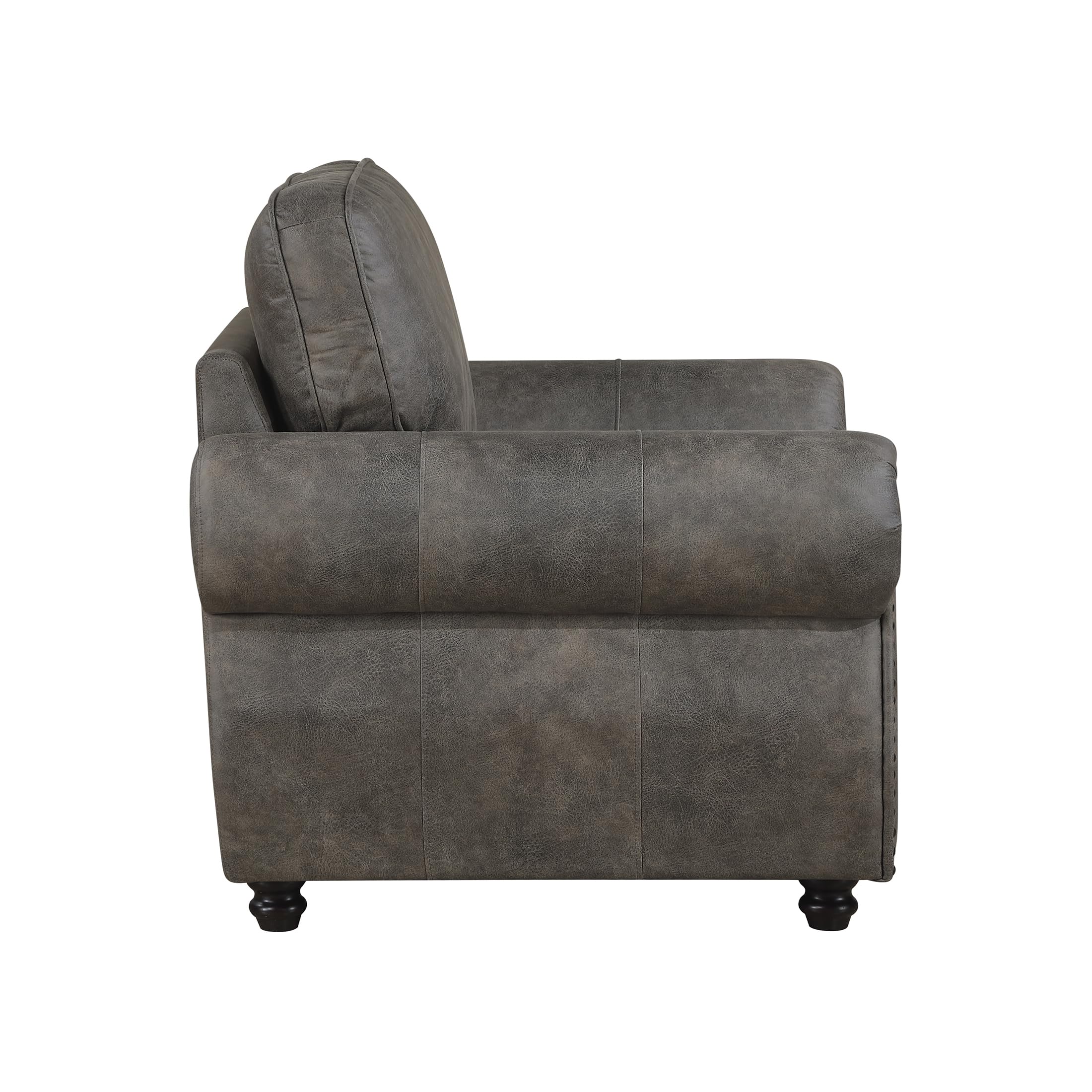 Lexicon Living Room Accent Chair - Polished Microfiber Upholstered Armchair, Rolled Arms, Reversible Cushions, Removable Cushion Covers, Comfy Chair for Bedroom/Office/Apartment, Brownish Gray - Image 8