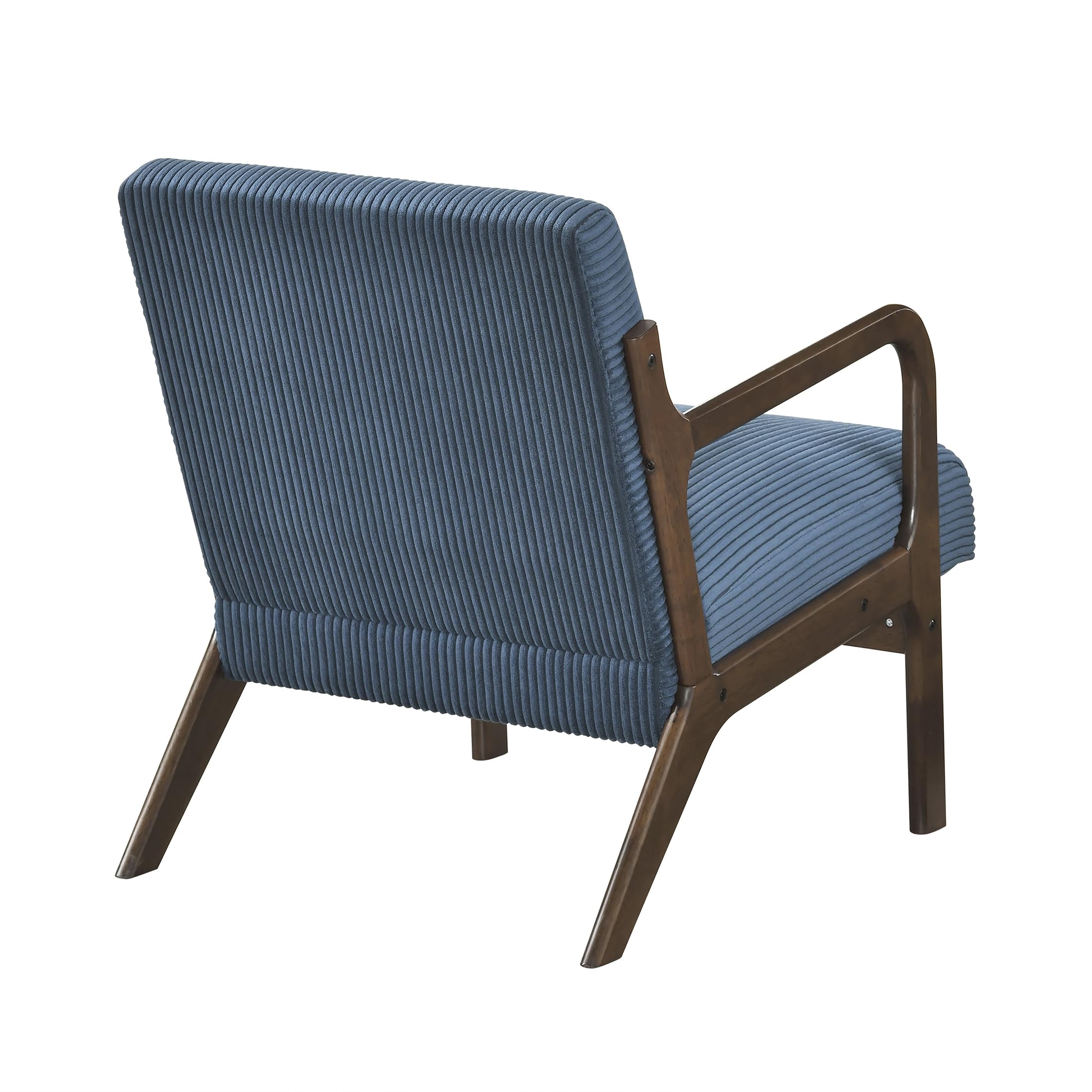 Lexicon Mid Century Modern Accent Chair-with Solid Wood Armrests and Legs, 1 Lumbar Pillow, Cushioned Seat and Backrest, Corduroy Comfy Lounge Arm Chair for Living Room, Bedroom, Office, Blue - Image 9