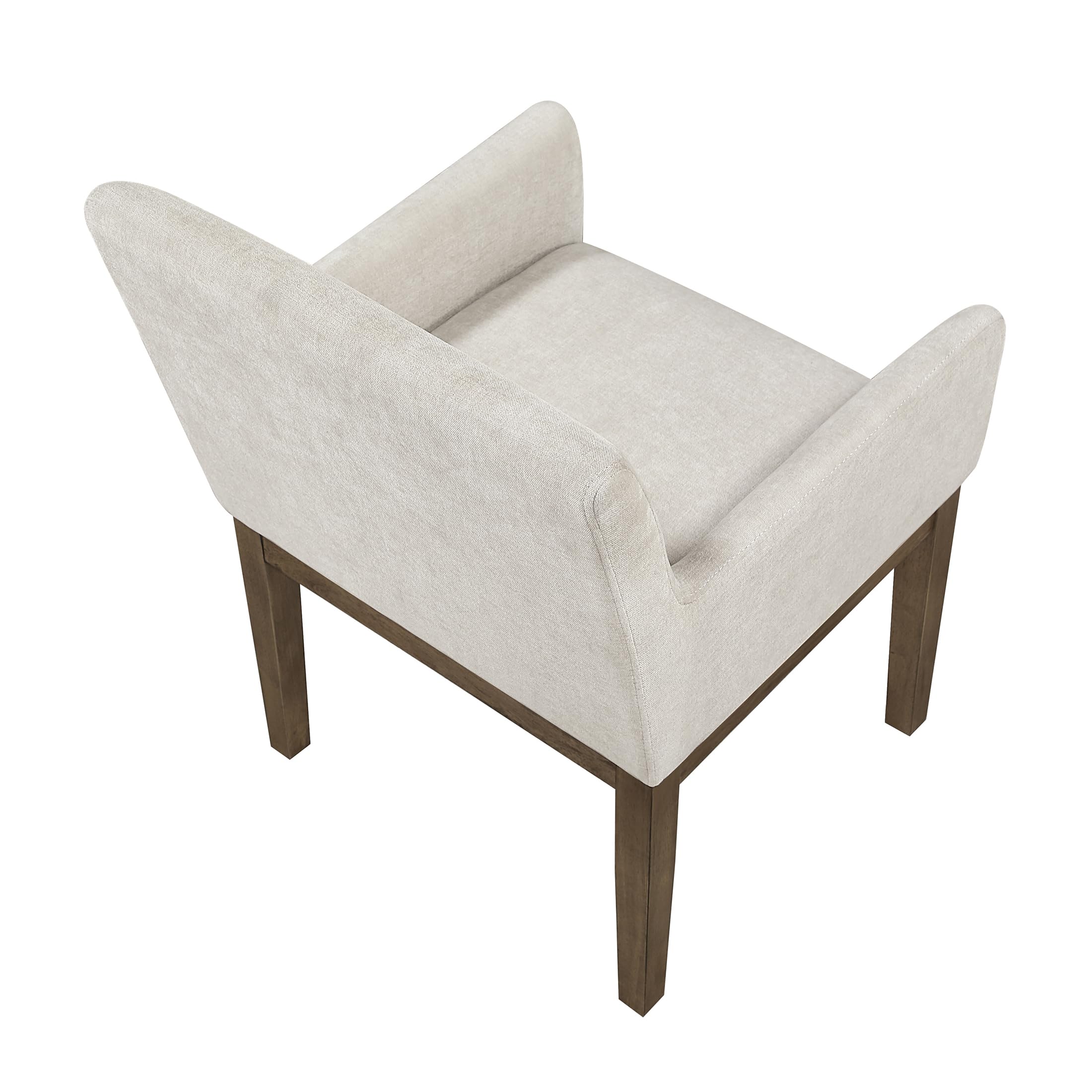 Lexicon Modern Dining Chairs with Arms Set of 2 - Textured Fabric Upholstered Side Chair, Solid Wood Legs, Small Accent Seating for Dining Room Table, Kitchen, Living Room, Easy Assembly, Brown Gray - Image 10