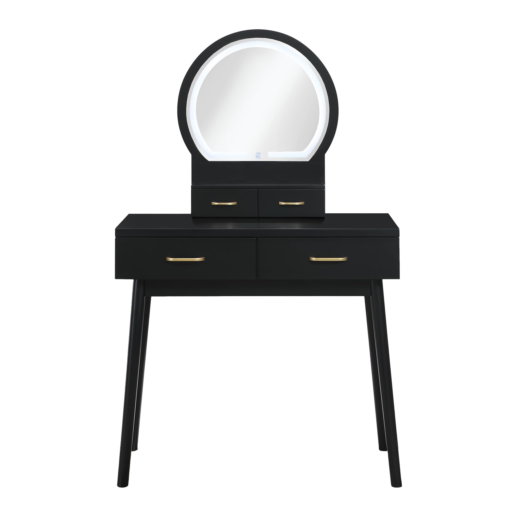 Lexicon Modern Dressing Table with Mirror, LED Lights, 3 Lighting Modes, Small Makeup Dressing Table Set with 4 Drawers and Cushioned Stool, Adjustable Lighting for Bedroom, Black - Image 12