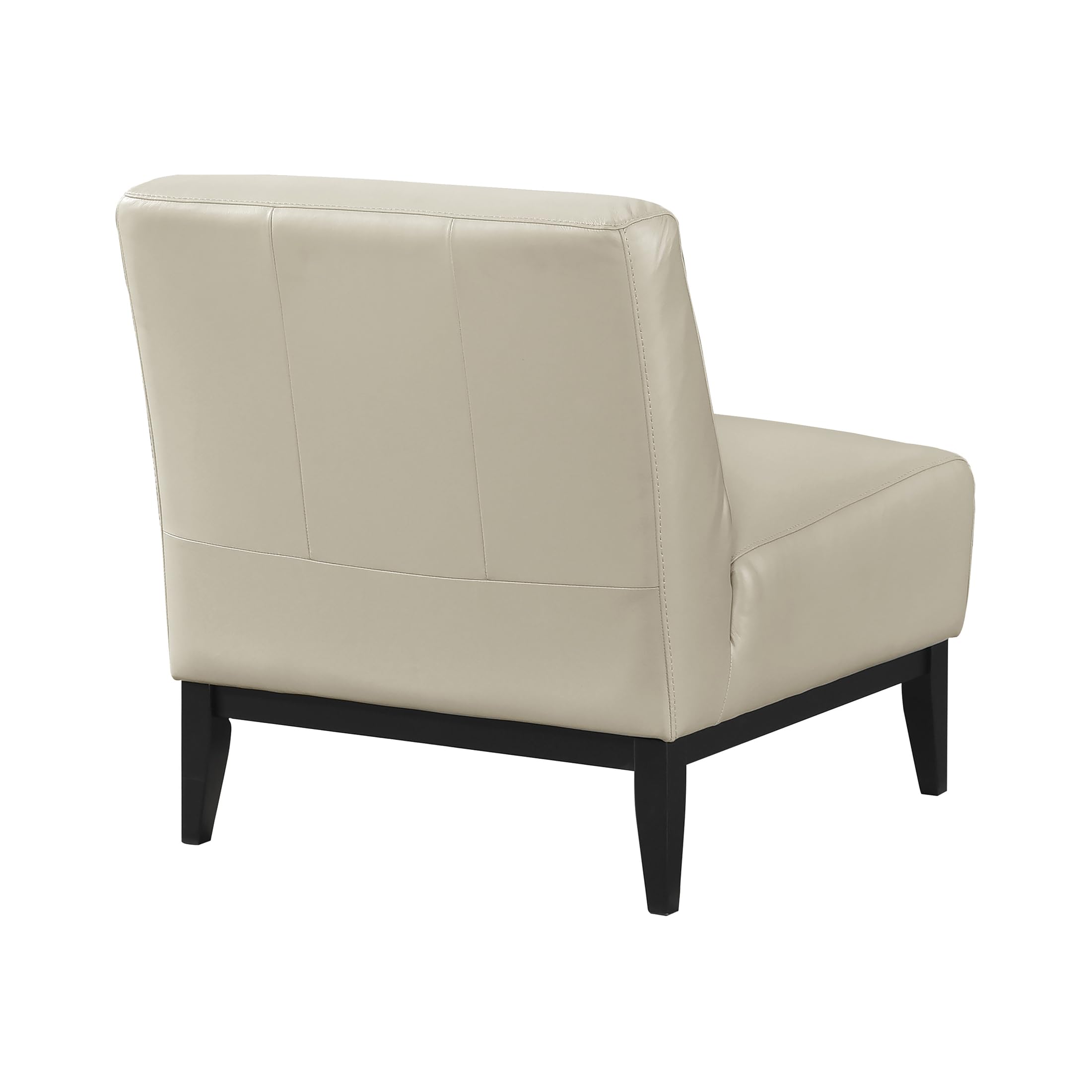 Lexicon Modern Living Room Leather Accent Chair, Luxury Genuine 100% Top Grain Leather Upholstered Armless Chair, Comfortable Seat, Black Solid Wood Legs for Bedroom/Office, Easy Assembly, Beige - Image 7