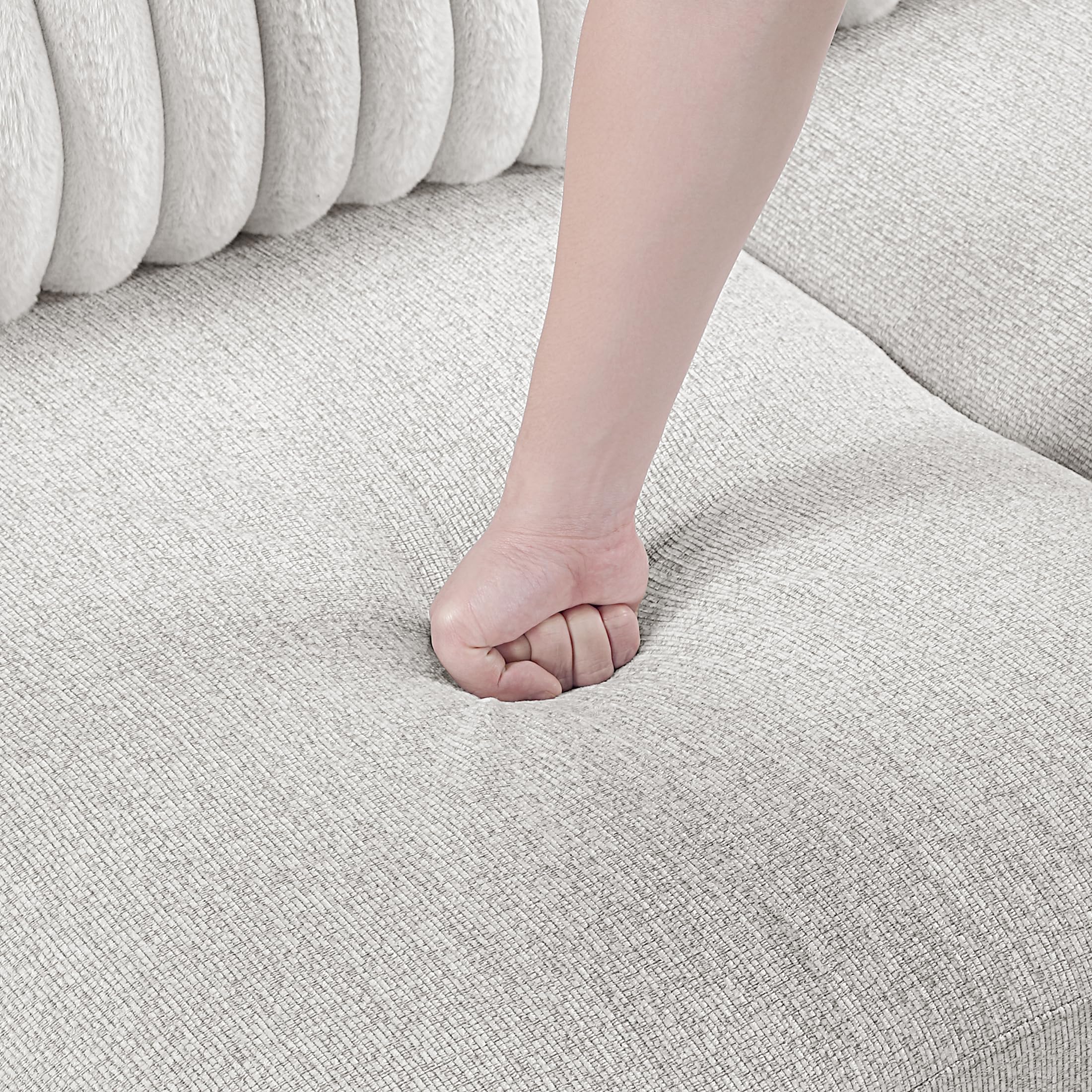 Lexicon Modern Sectional Sofa with Left Chaise, Chenille & Corduroy Upholstery, Reversible Cushions, Removable Covers, 4 Pillows, U Shape Sectional Sofa for Living Room, Taupe - Image 10