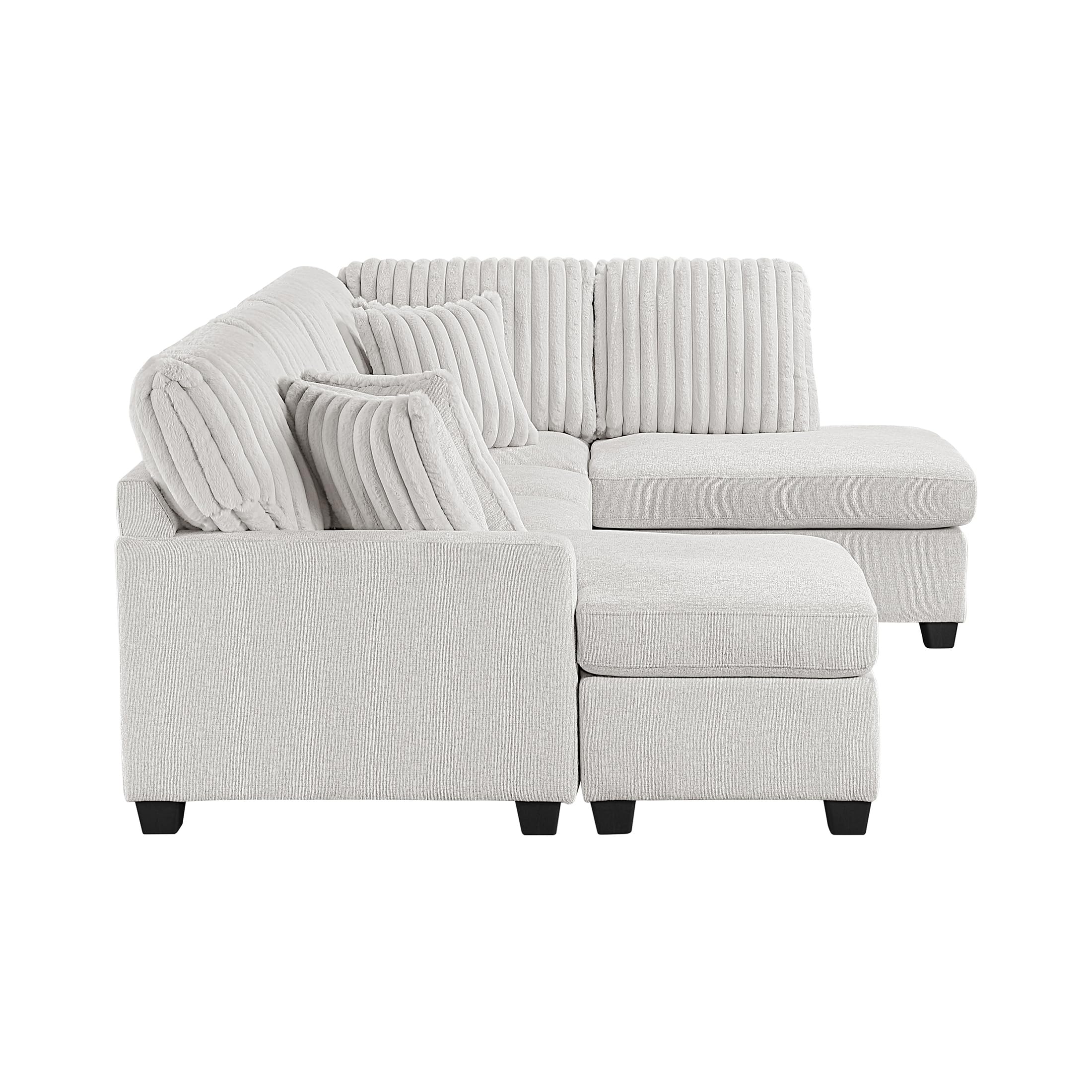 Lexicon Modern Sectional Sofa with Left Chaise, Chenille & Corduroy Upholstery, Reversible Cushions, Removable Covers, 4 Pillows, U Shape Sectional Sofa for Living Room, Taupe - Image 7