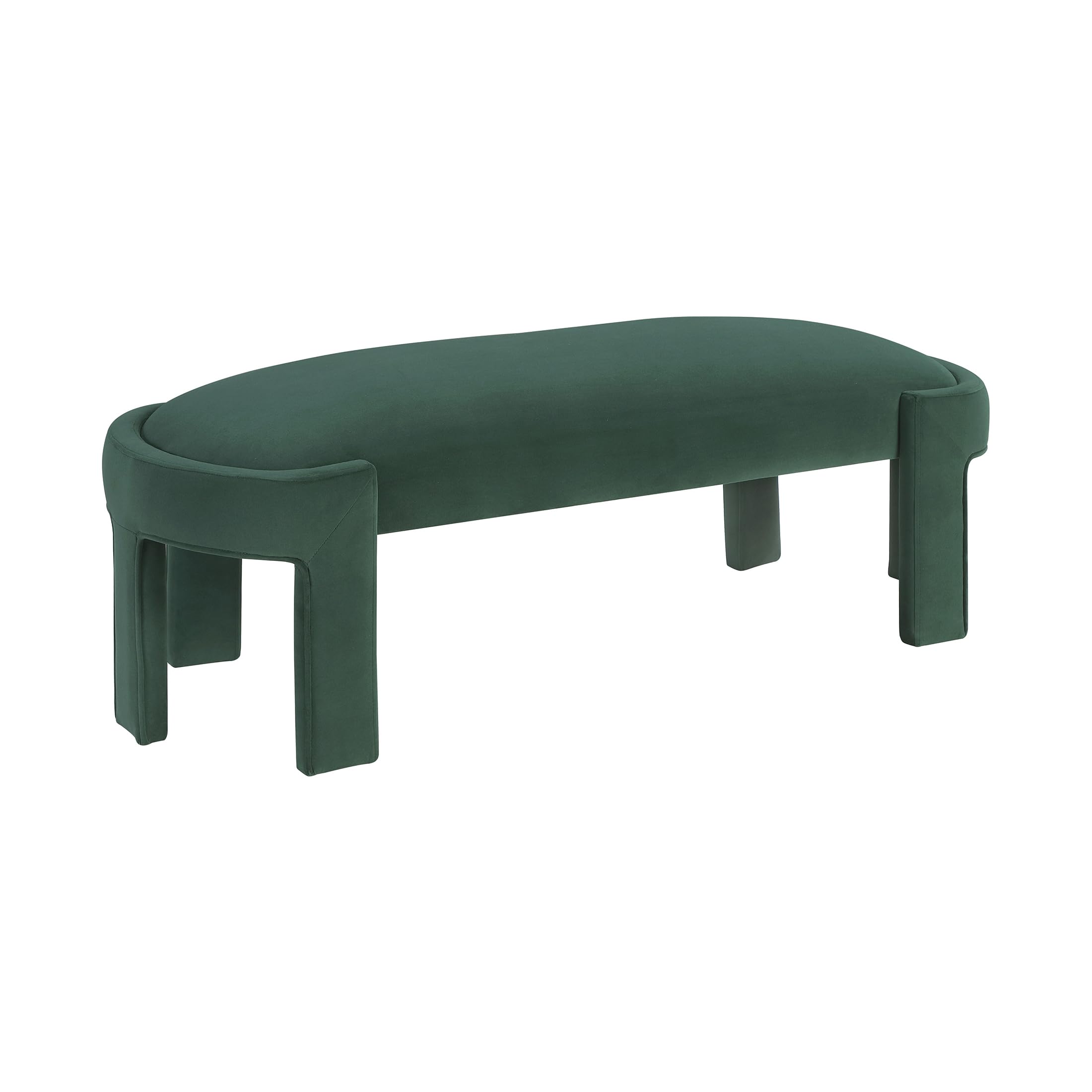 Lexicon Modern Velvet Upholstered Accent Bench, Entryway Bench, Curved Seat with High Density Foam Cushioning, for Bedroom, Hallway and Living Room, Assembly Required, Green - Image 6