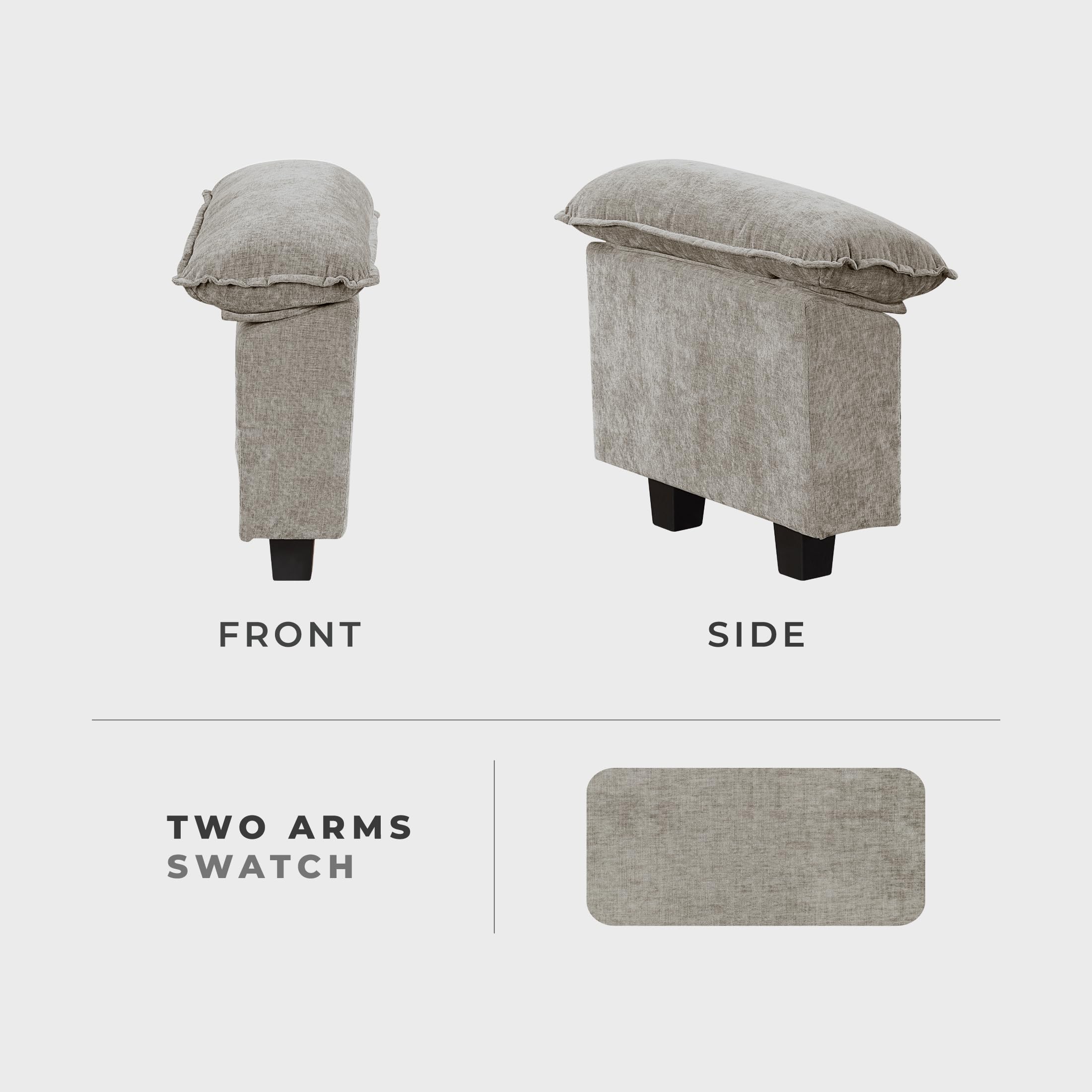 Lexicon Modular Sectional Sofa, Module for Sectional Couch, 2 Arms with Adjustable Pillow Top Set, Left and Right Sofa Arm, Soft Upholstery, Durable Frame, Customizable Comfort, Chenille Dark Pewter - Image 8