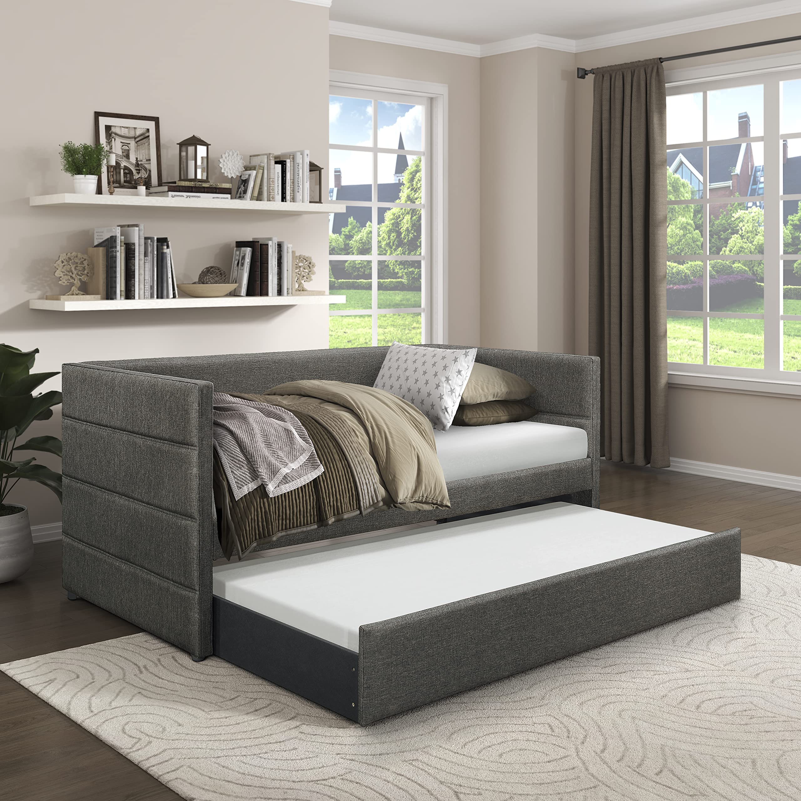 Lexicon Palma Daybed with Trundle, Twin/Twin, Dark Gray - Image 6