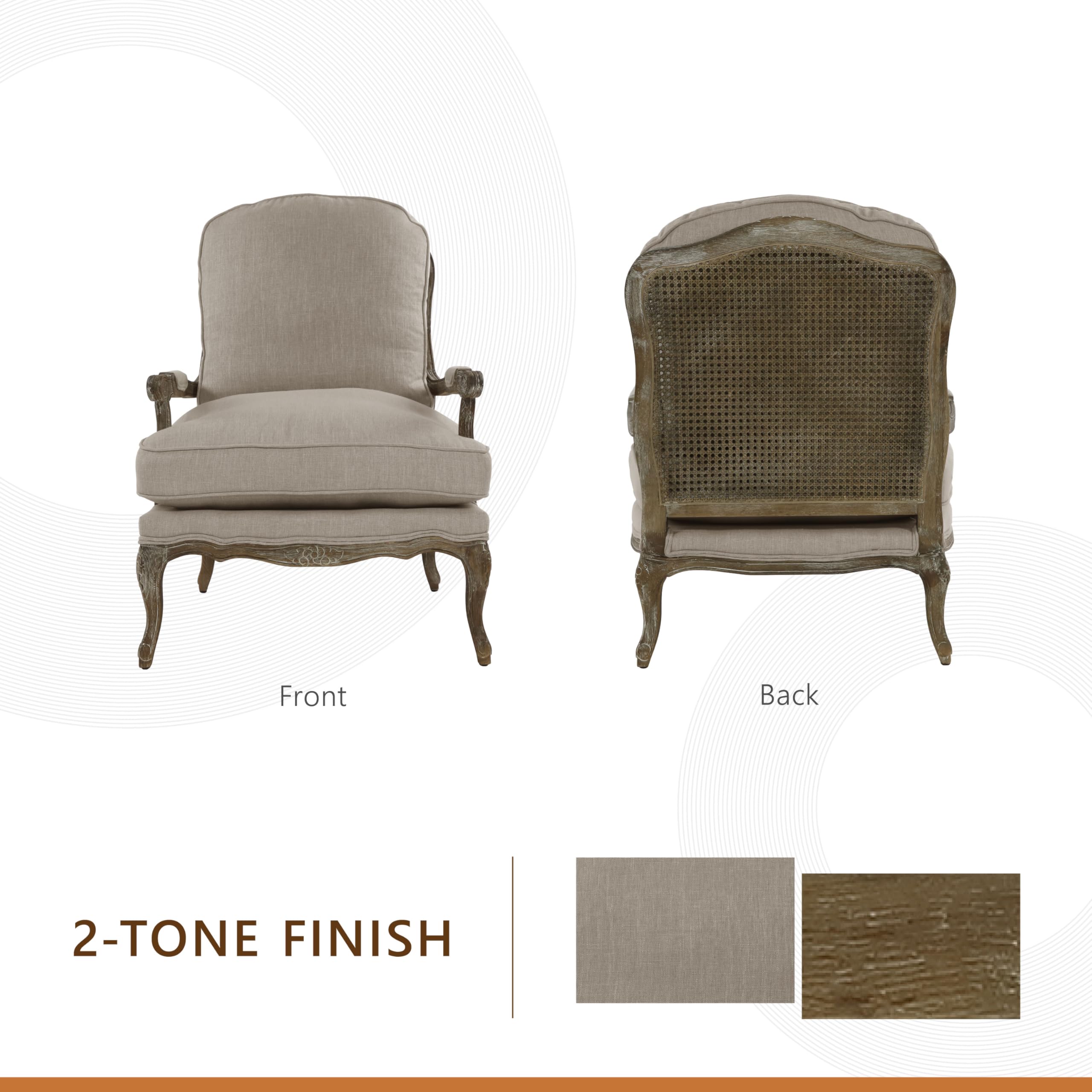 Lexicon Parlier Show Wood Accent Chair - Mid Century Modern Chair for Living Room, Traditional French Country Style, Padded Arms, Reversible Cushion, Solid Wood Frame, Arrives Assembled, Neutral - Image 7