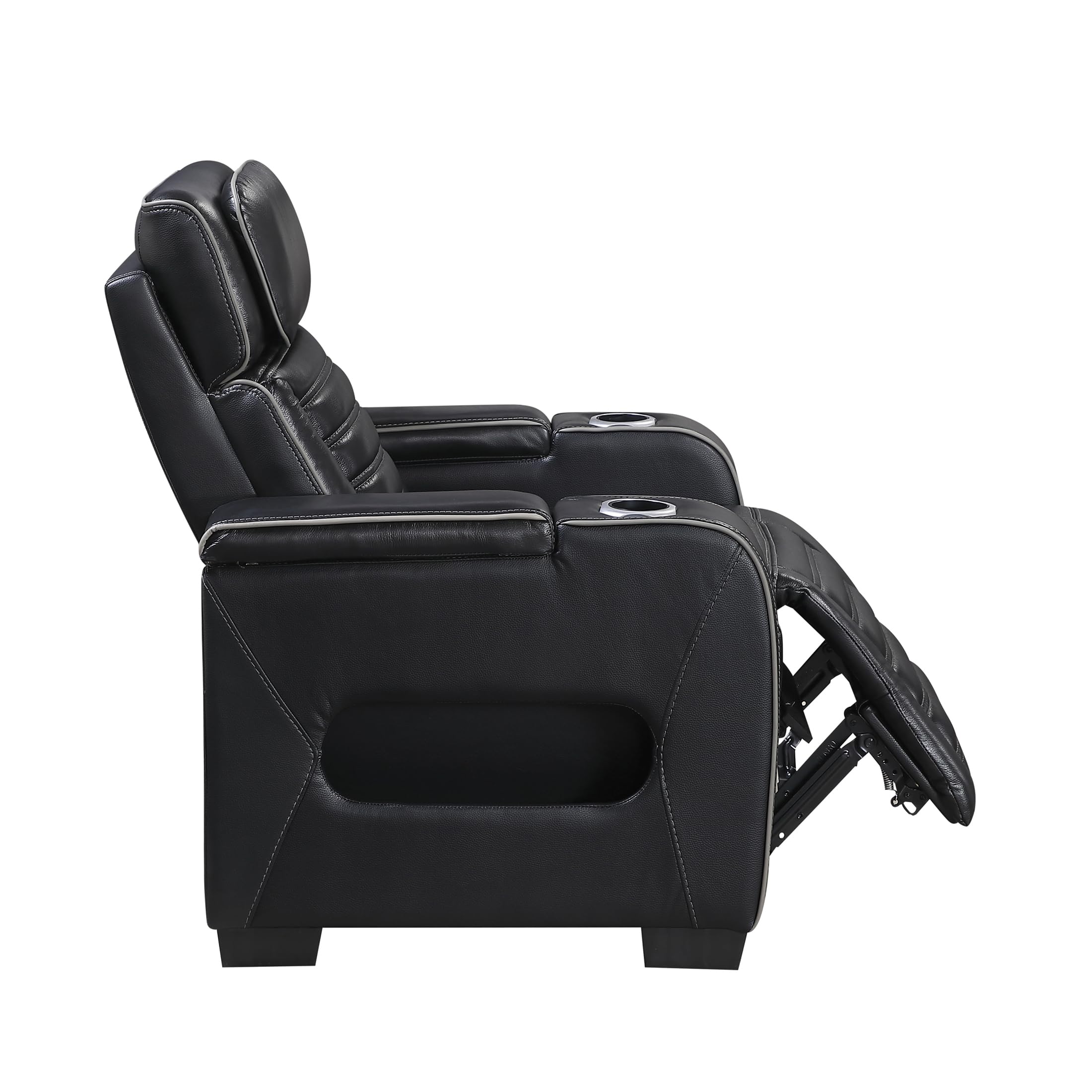 Lexicon Power Recliner Chair-with Heat/Massage/Headrest/Storage Arms/Cup Holders/LED Lights and Charging Ports, Top Grain Leather Match Wall Hugger Power Reclining Chair for Adults, Black - Image 18