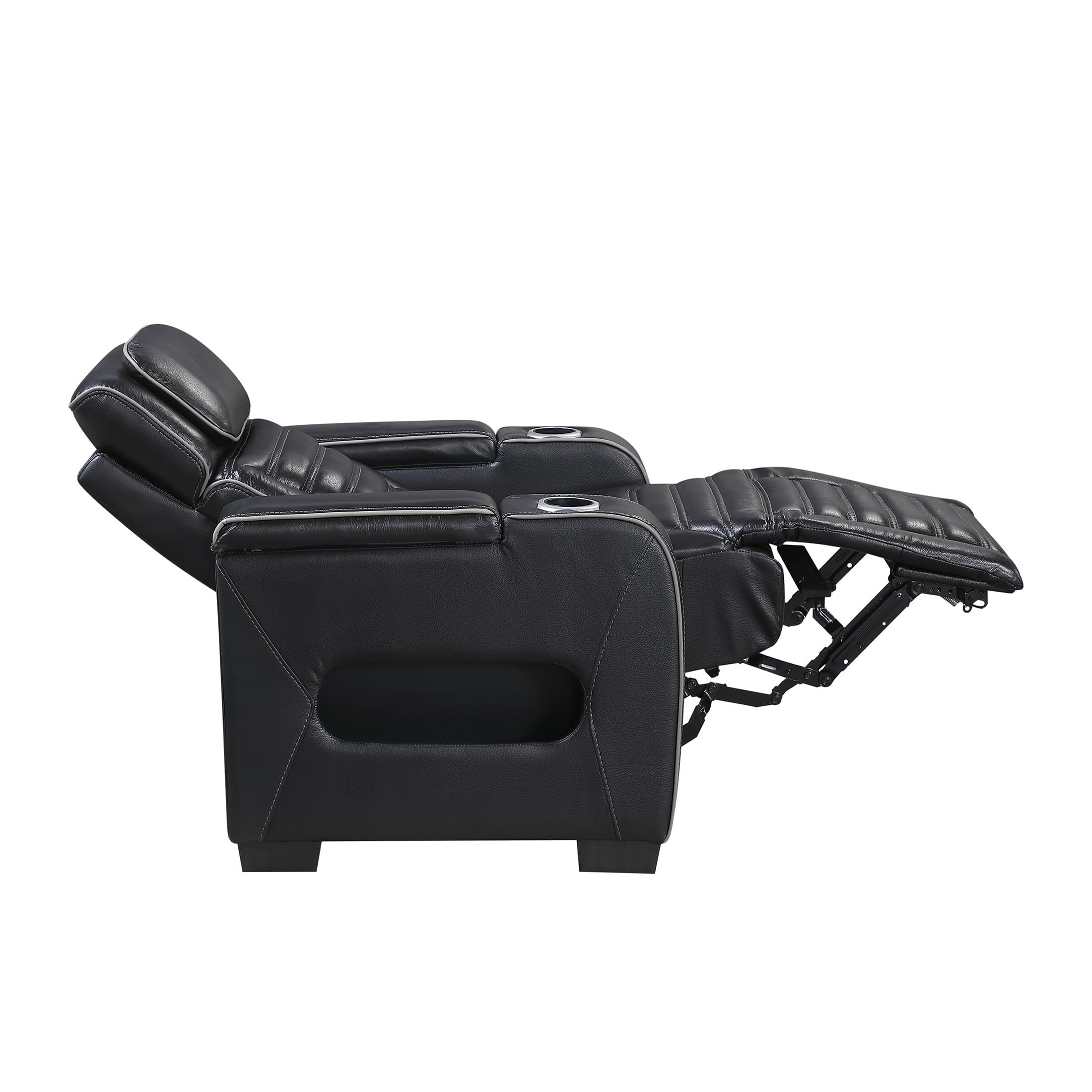 Lexicon Power Recliner Chair-with Heat/Massage/Headrest/Storage Arms/Cup Holders/LED Lights and Charging Ports, Top Grain Leather Match Wall Hugger Power Reclining Chair for Adults, Black - Image 19