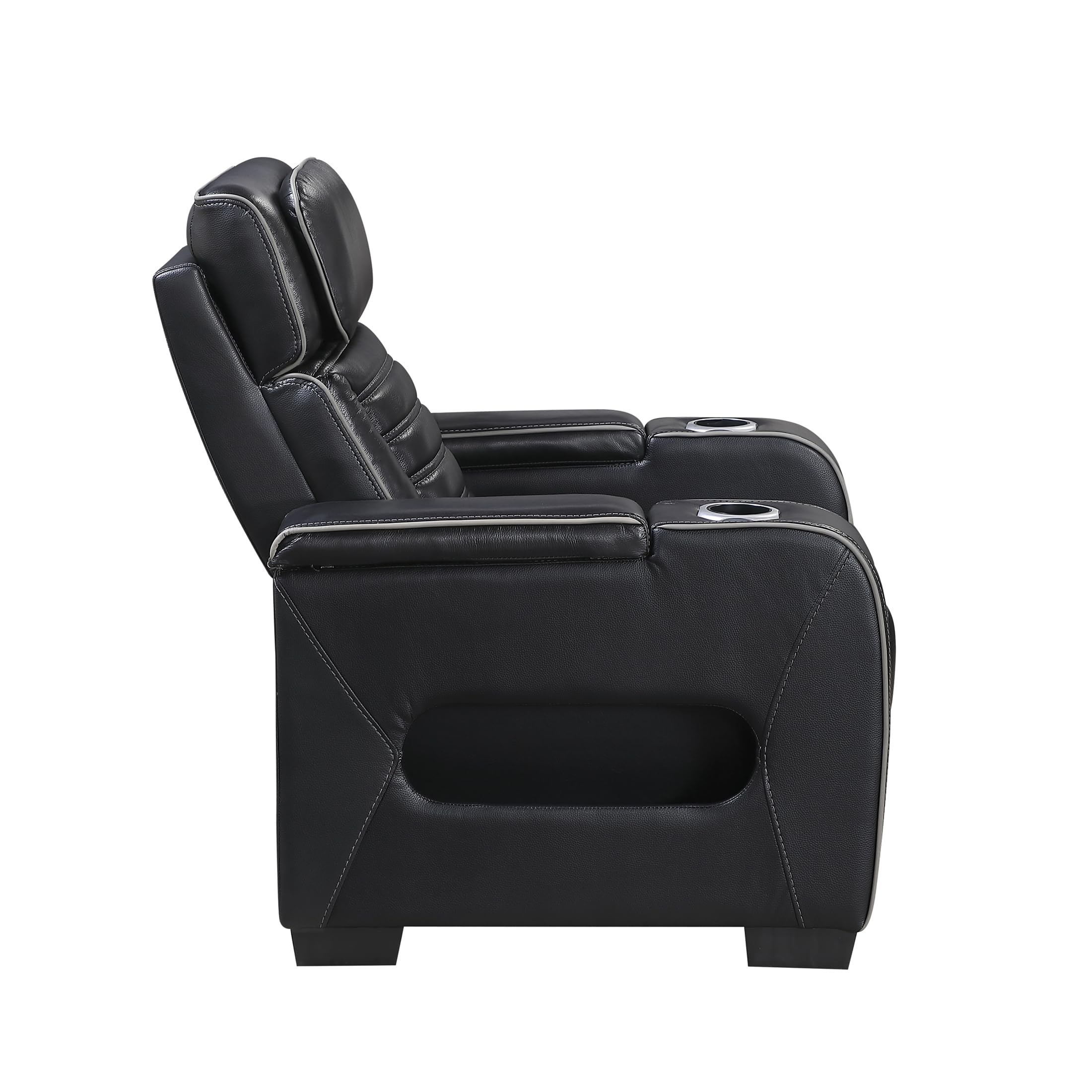 Lexicon Power Recliner Chair-with Heat/Massage/Headrest/Storage Arms/Cup Holders/LED Lights and Charging Ports, Top Grain Leather Match Wall Hugger Power Reclining Chair for Adults, Black - Image 20