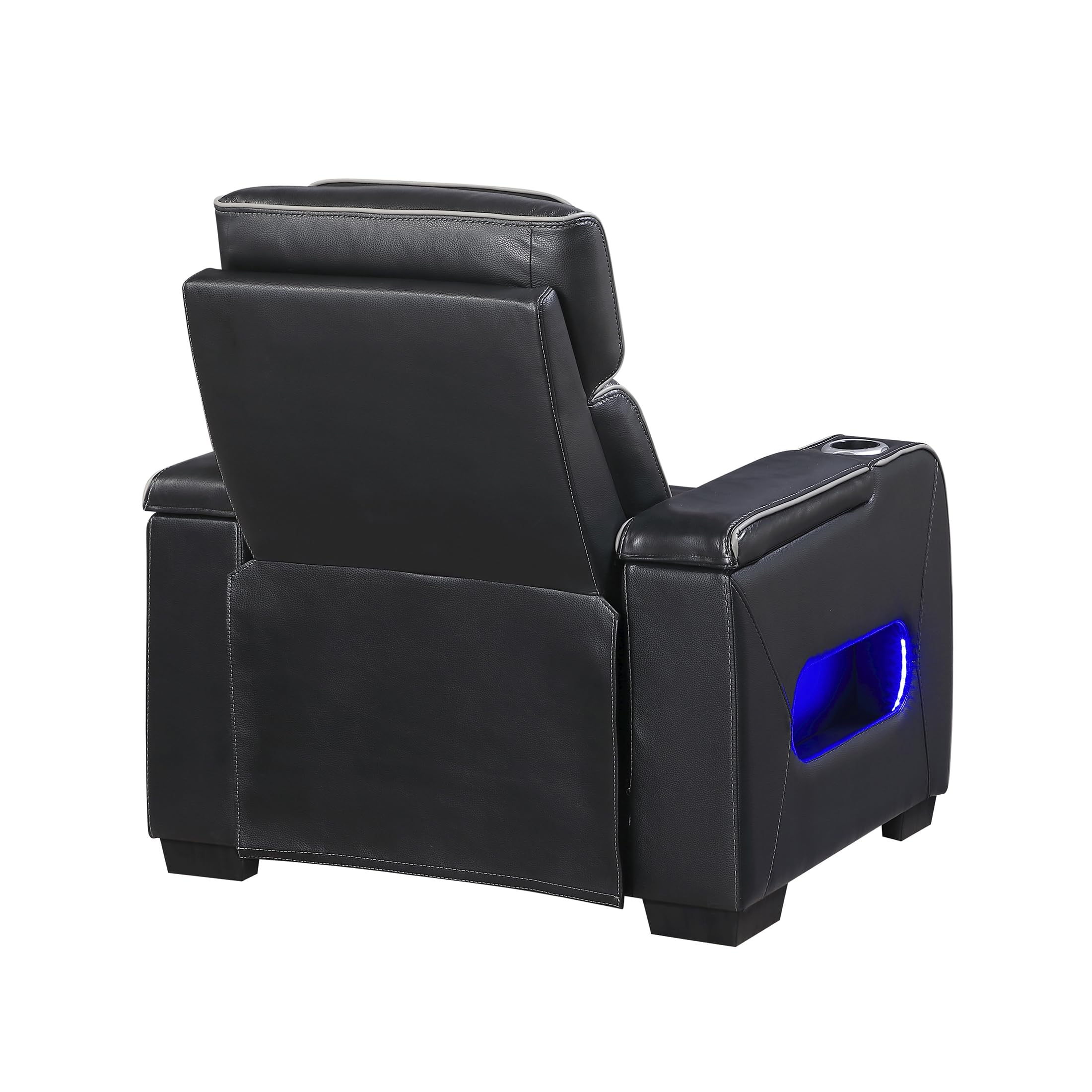 Lexicon Power Recliner Chair-with Heat/Massage/Headrest/Storage Arms/Cup Holders/LED Lights and Charging Ports, Top Grain Leather Match Wall Hugger Power Reclining Chair for Adults, Black - Image 21