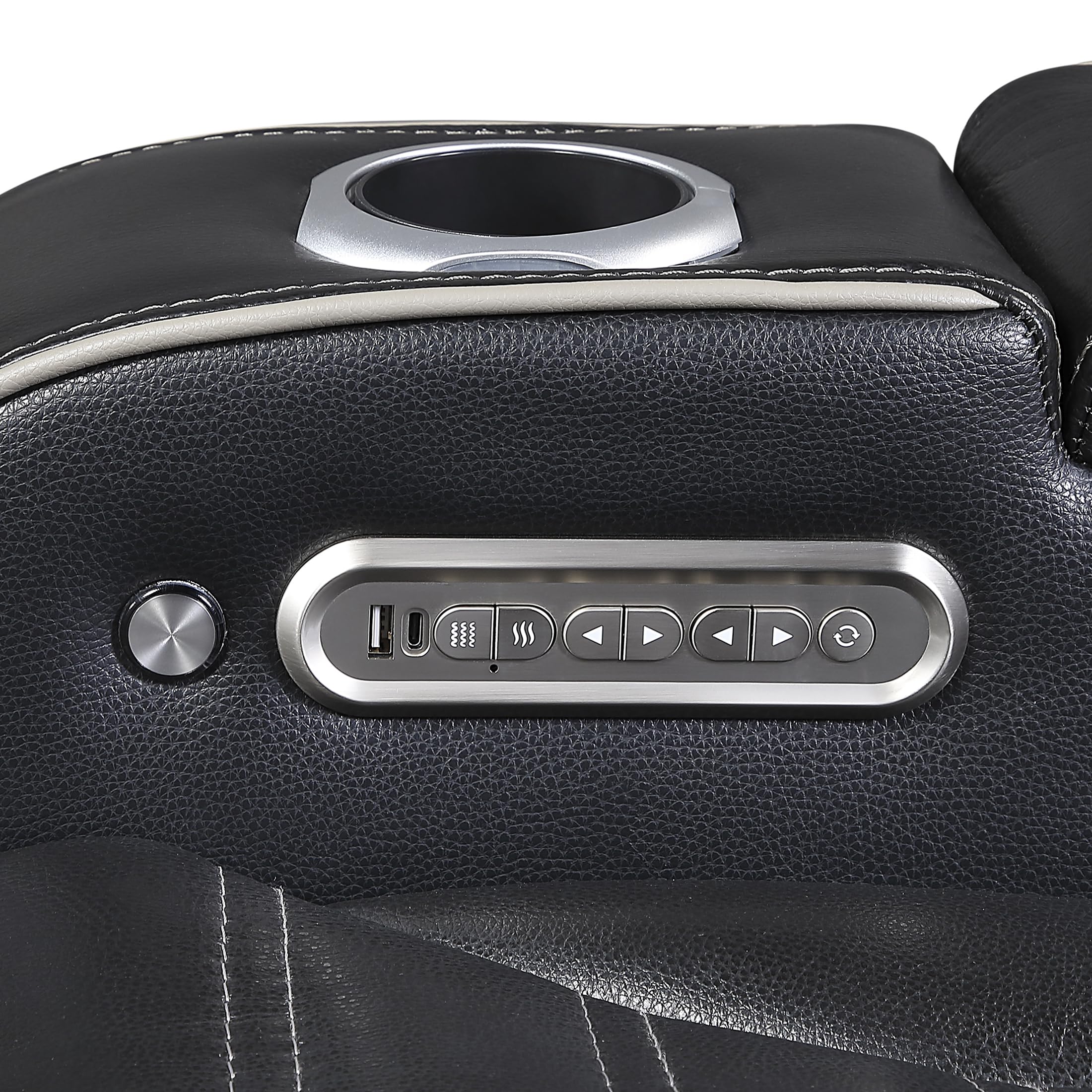 Lexicon Power Recliner Chair-with Heat/Massage/Headrest/Storage Arms/Cup Holders/LED Lights and Charging Ports, Top Grain Leather Match Wall Hugger Power Reclining Chair for Adults, Black - Image 26